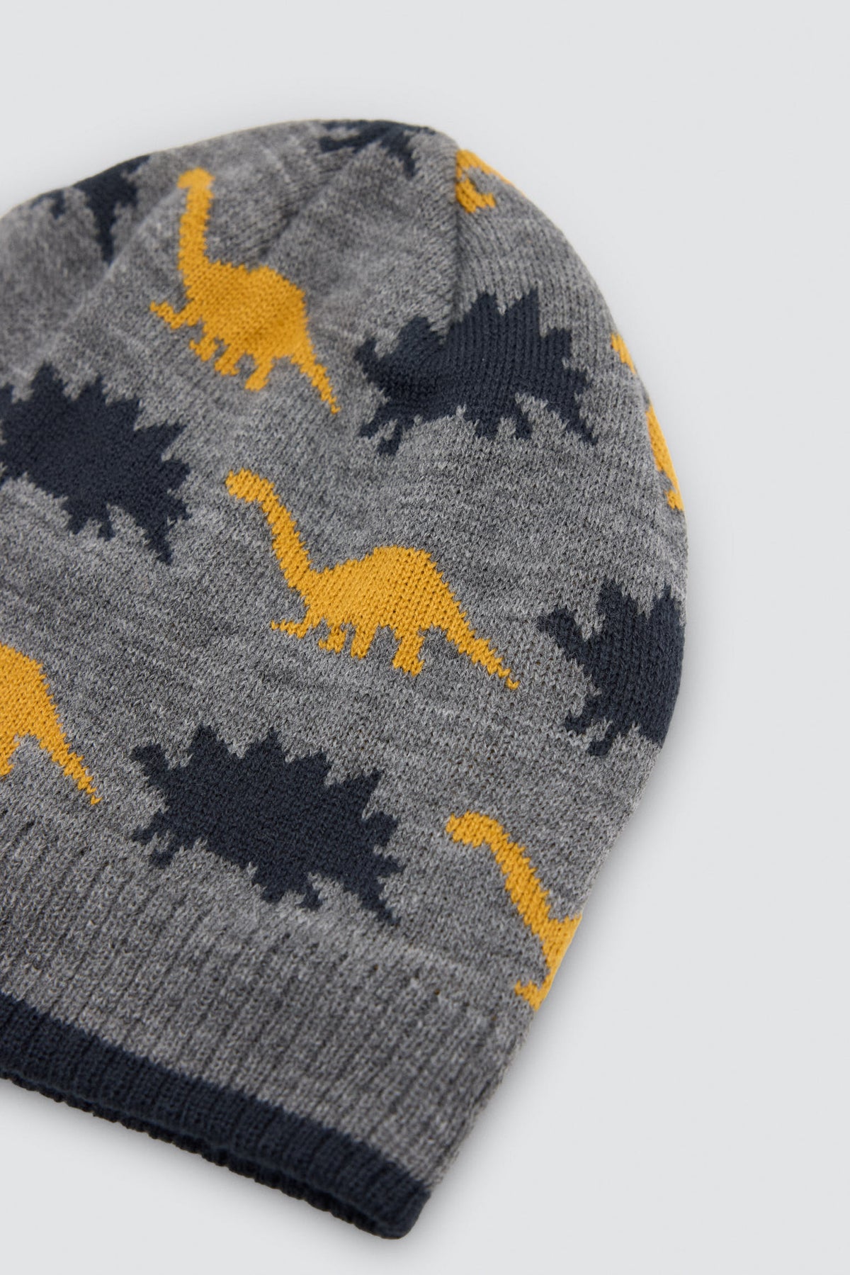 Gorro de punto para niño con forro polar estampado dinosaurios