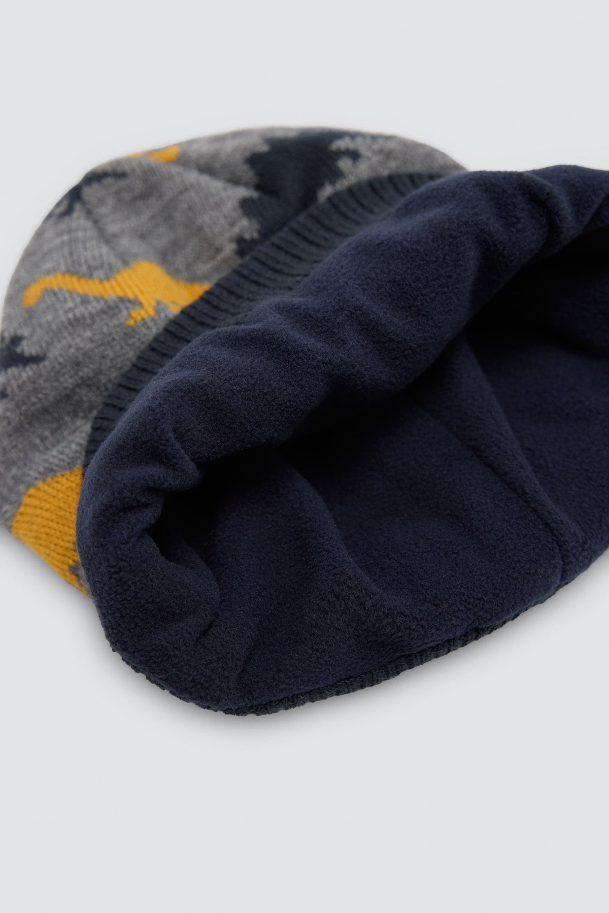 Gorro de punto para niño con forro polar estampado dinosaurios