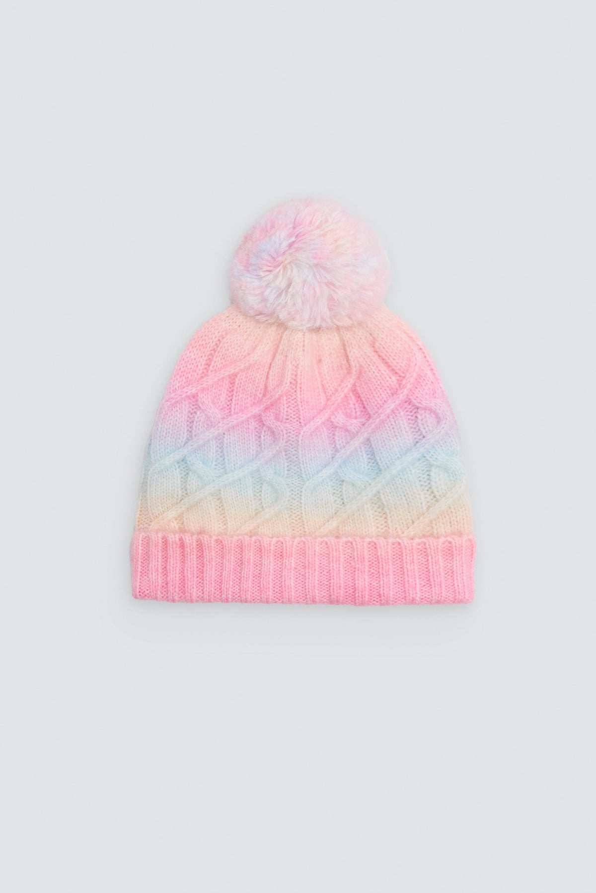 Gorro de punto para niña detalle pompón y forro polar multicolor