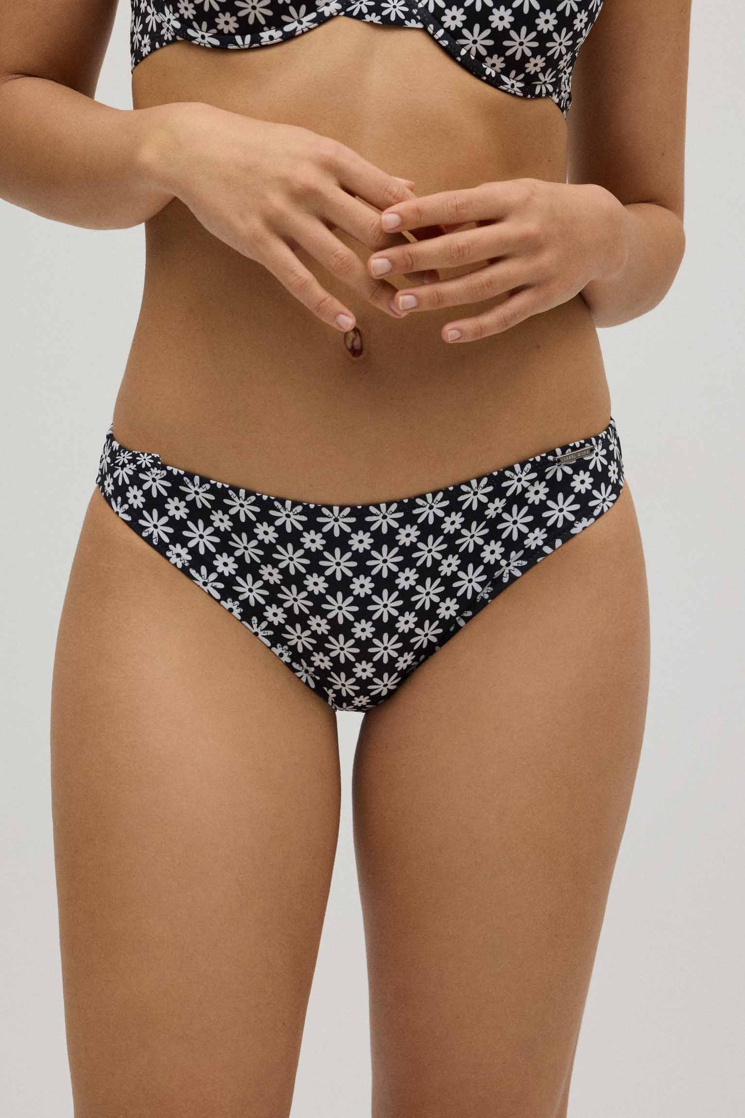 Black and white floral bikini bottoms