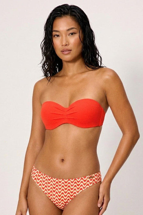 Coral micropiqué bandeau bikini top cup C