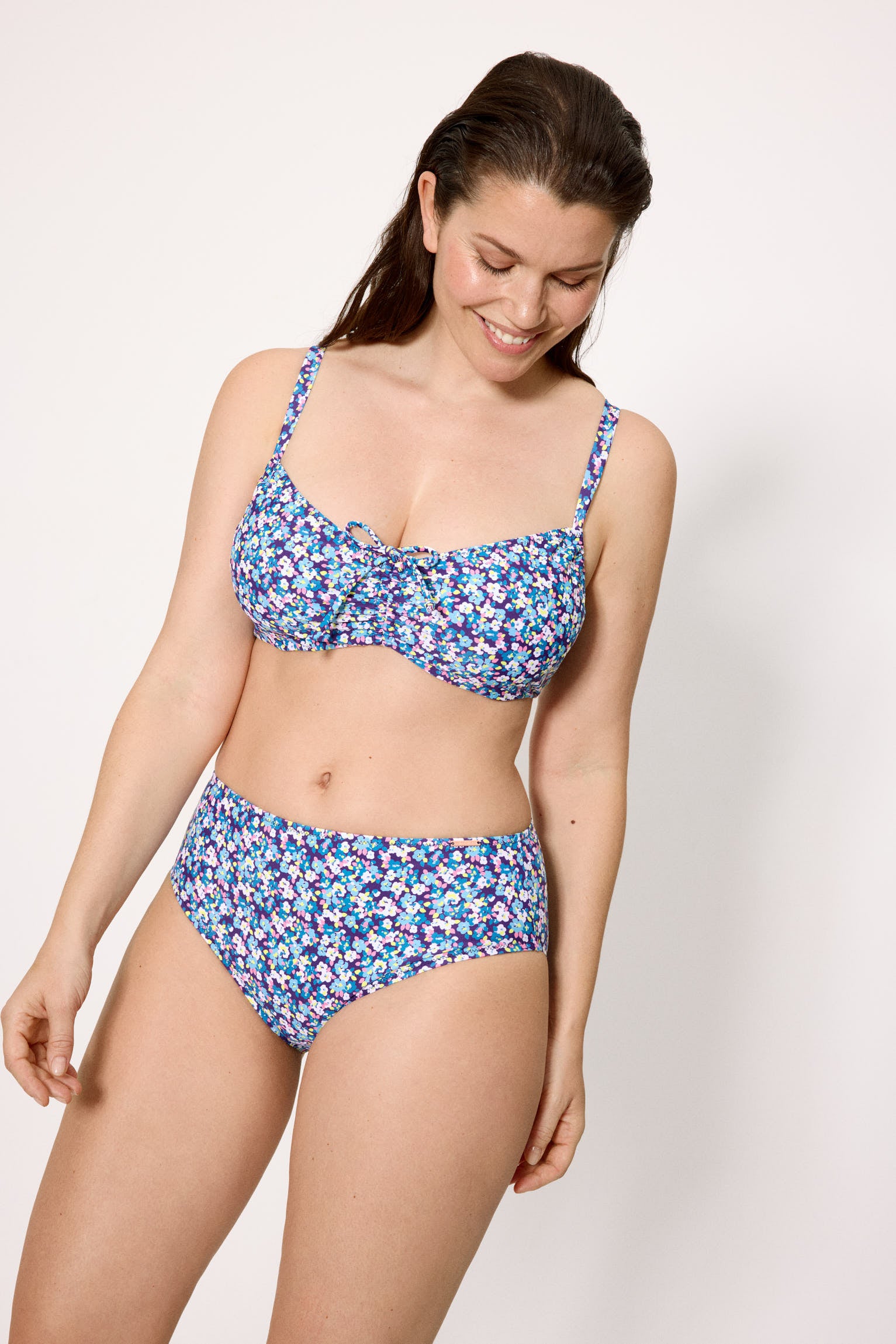 high-waisted blue Liberty slimming bikini briefs
