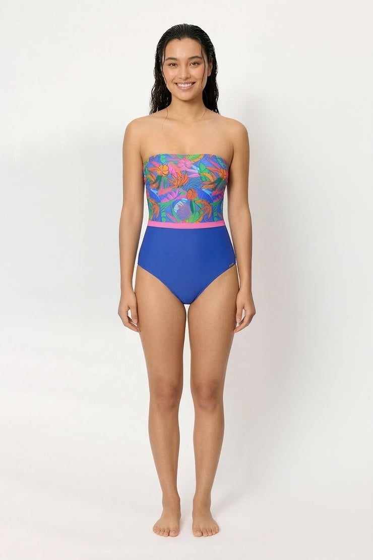 Bañador reductor bandeau estampado tropical copa B - Ysabel Mora