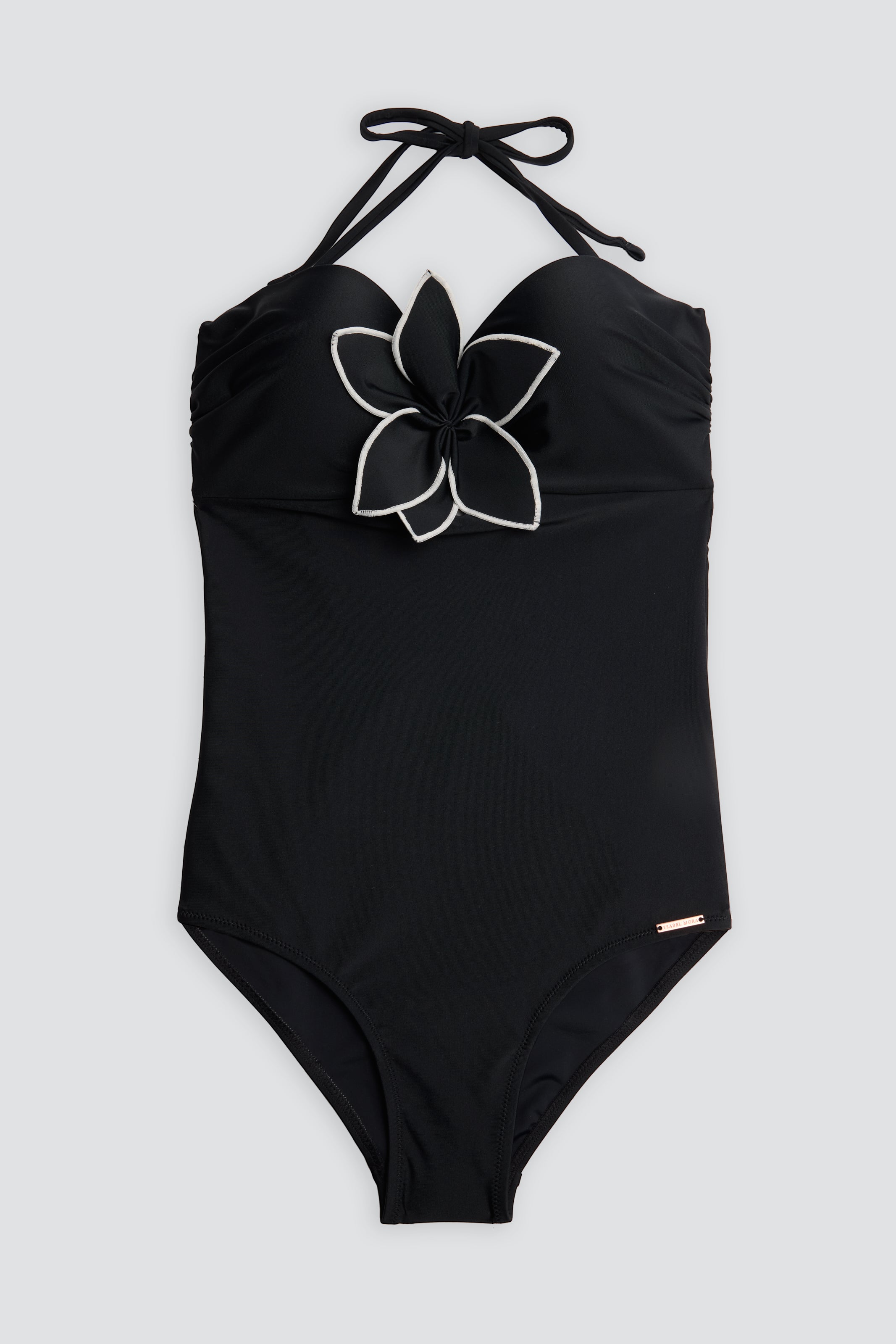 Black underwire bandeau slimming swimsuit, B cup