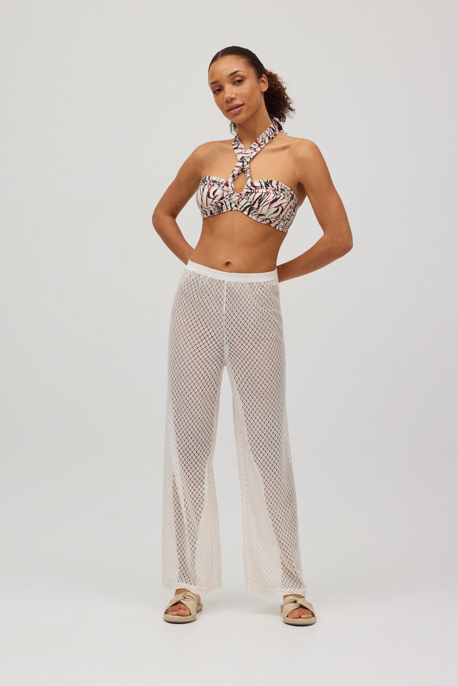 Ivory openwork pants