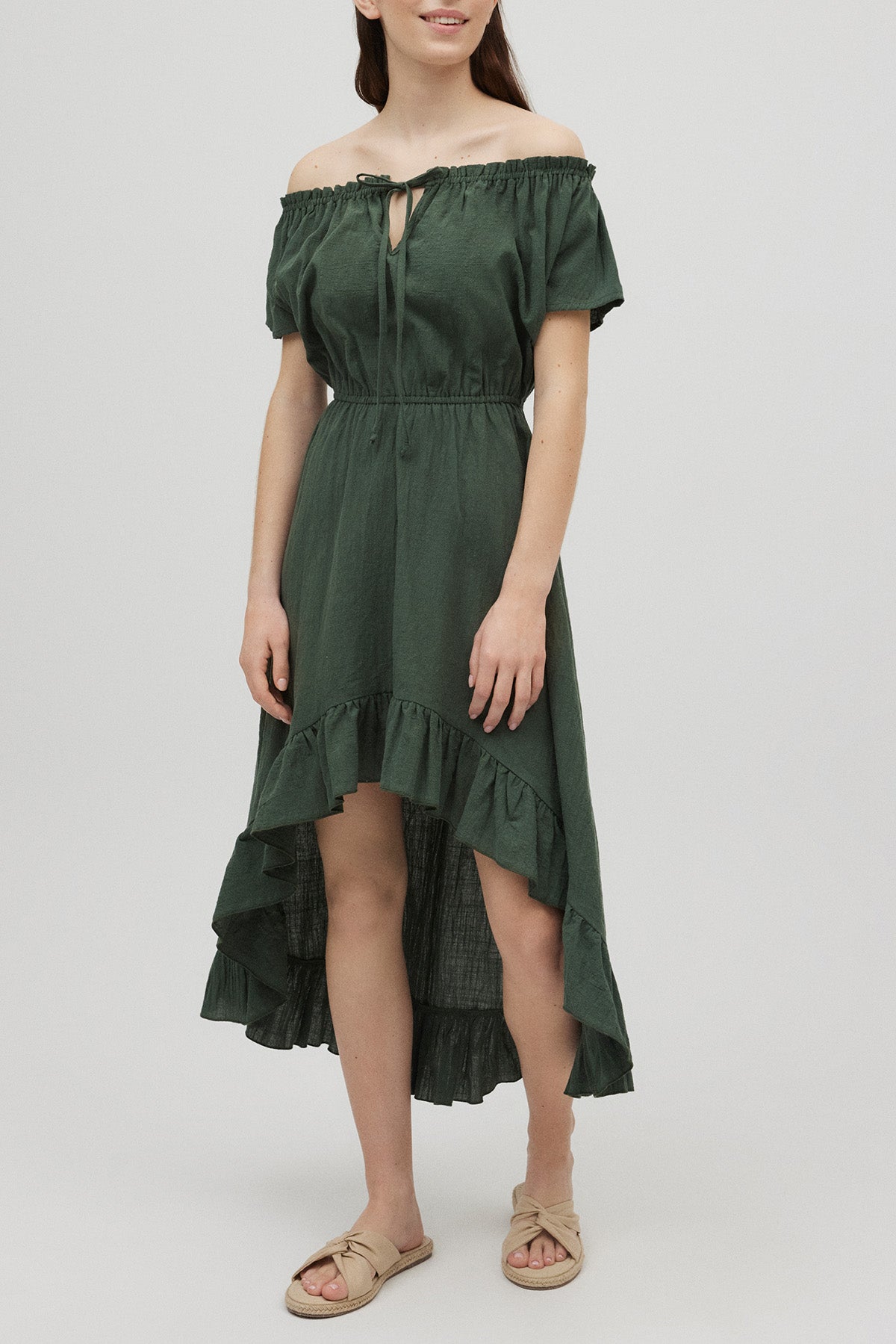 Green asymmetrical dress