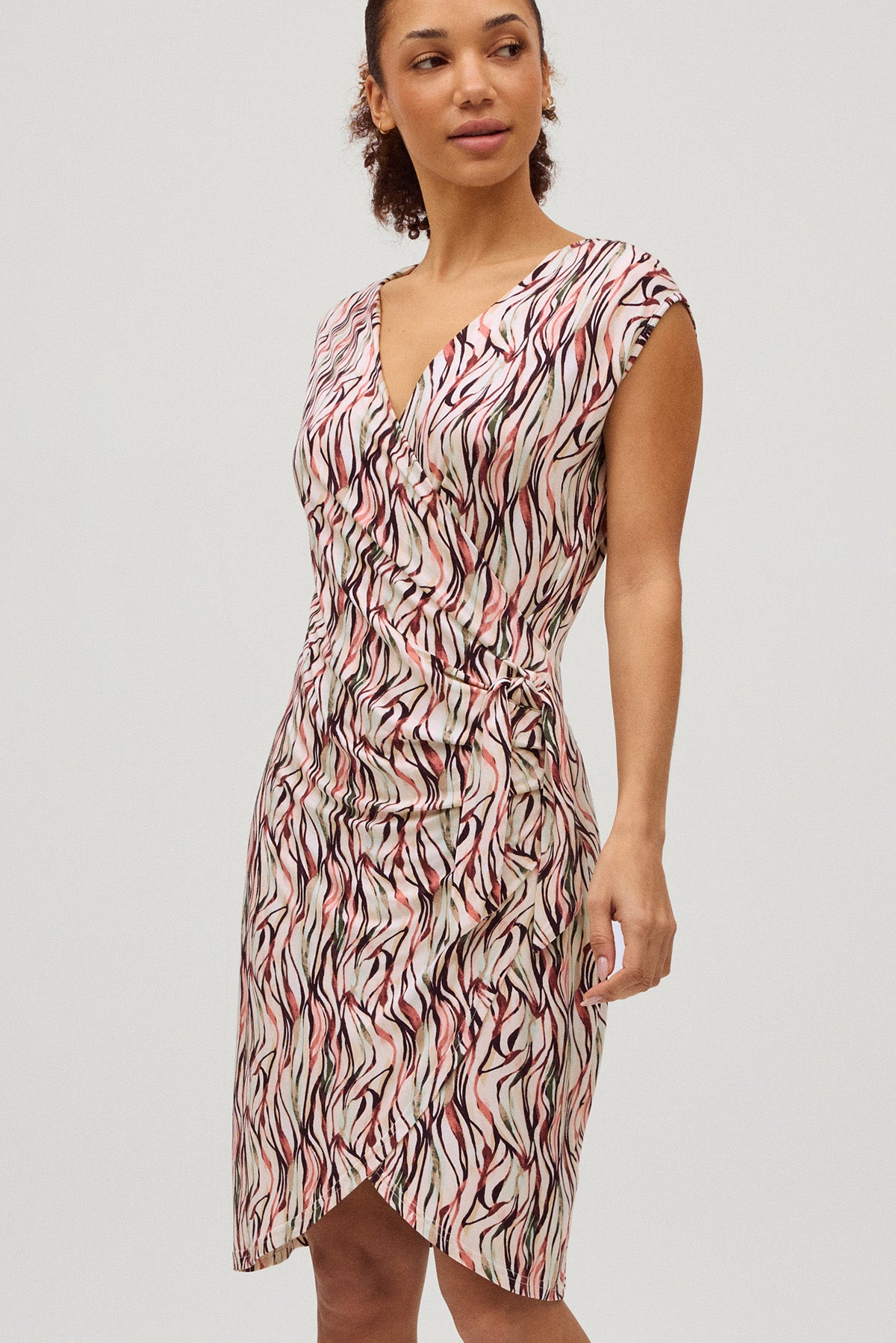 Printed gathered midi dress