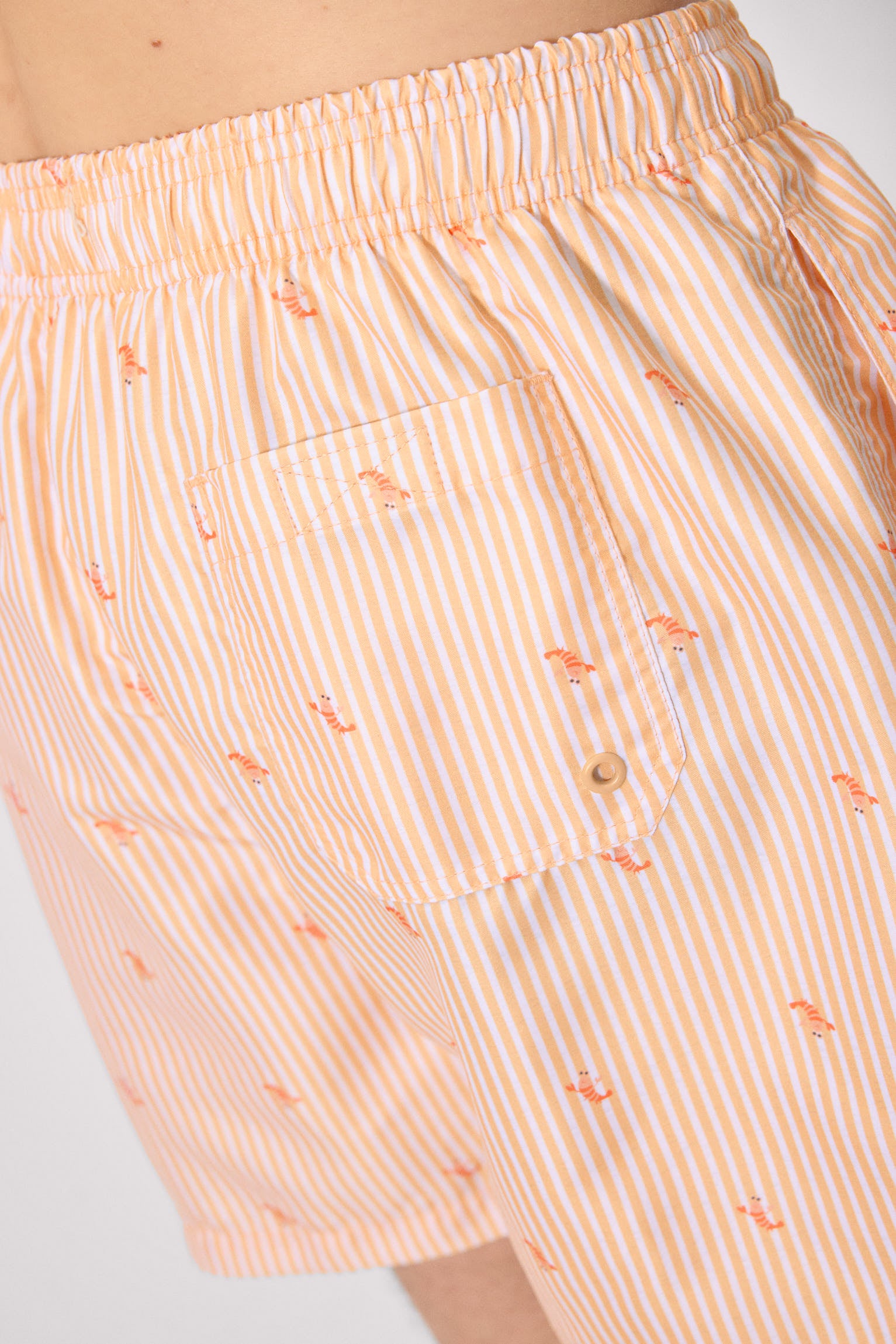 Orange striped and mini lobster print half swimsuit