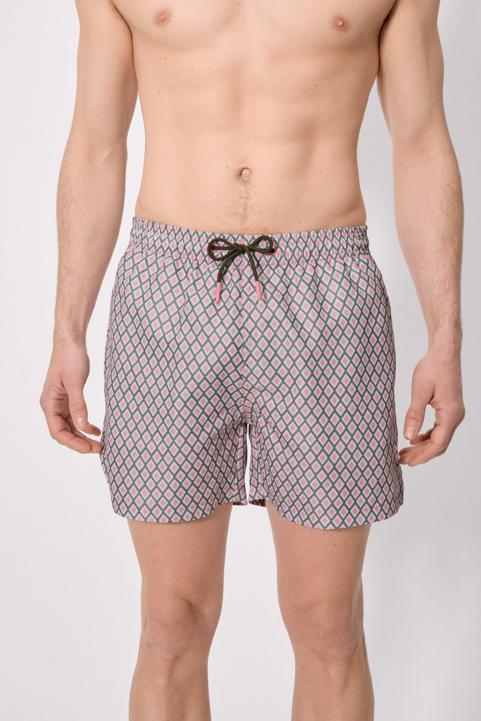 Half swimsuit with multicolored ethnic print