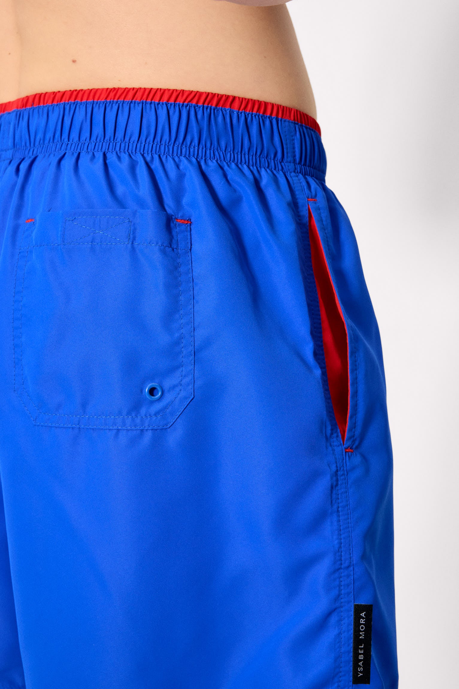 Half swimsuit with blue waist detail