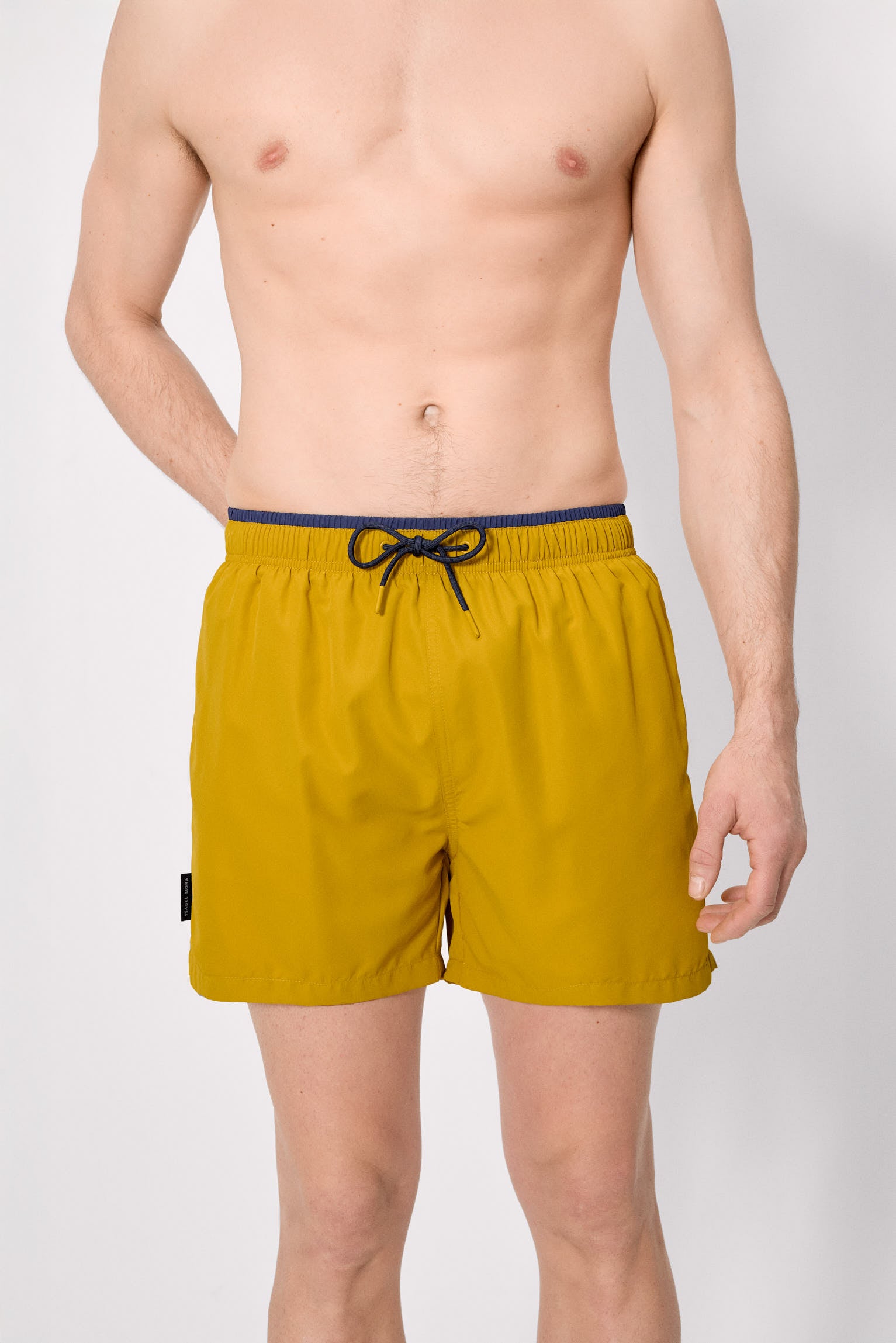 Half swimsuit with mustard waist detail