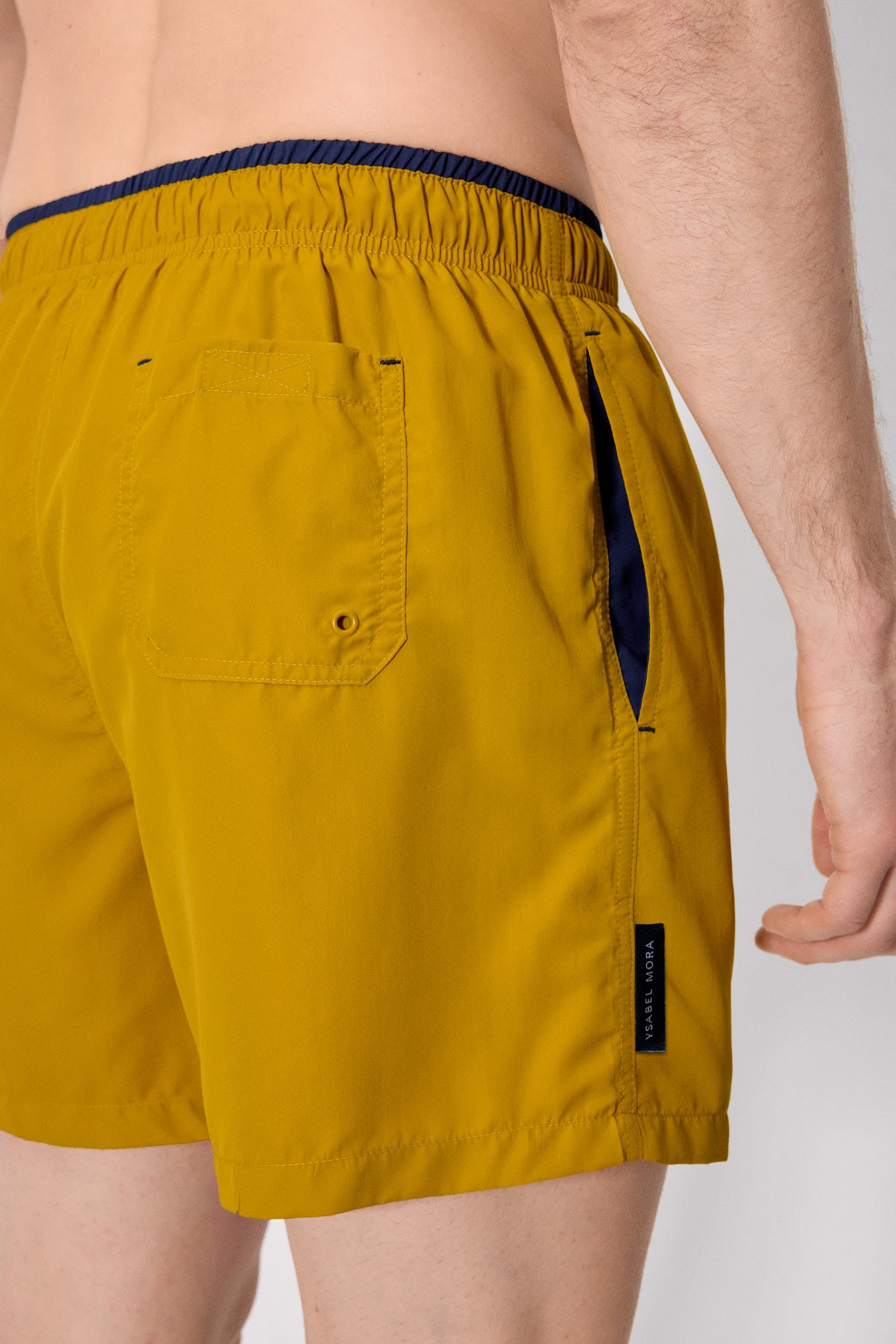 Half swimsuit with mustard waist detail