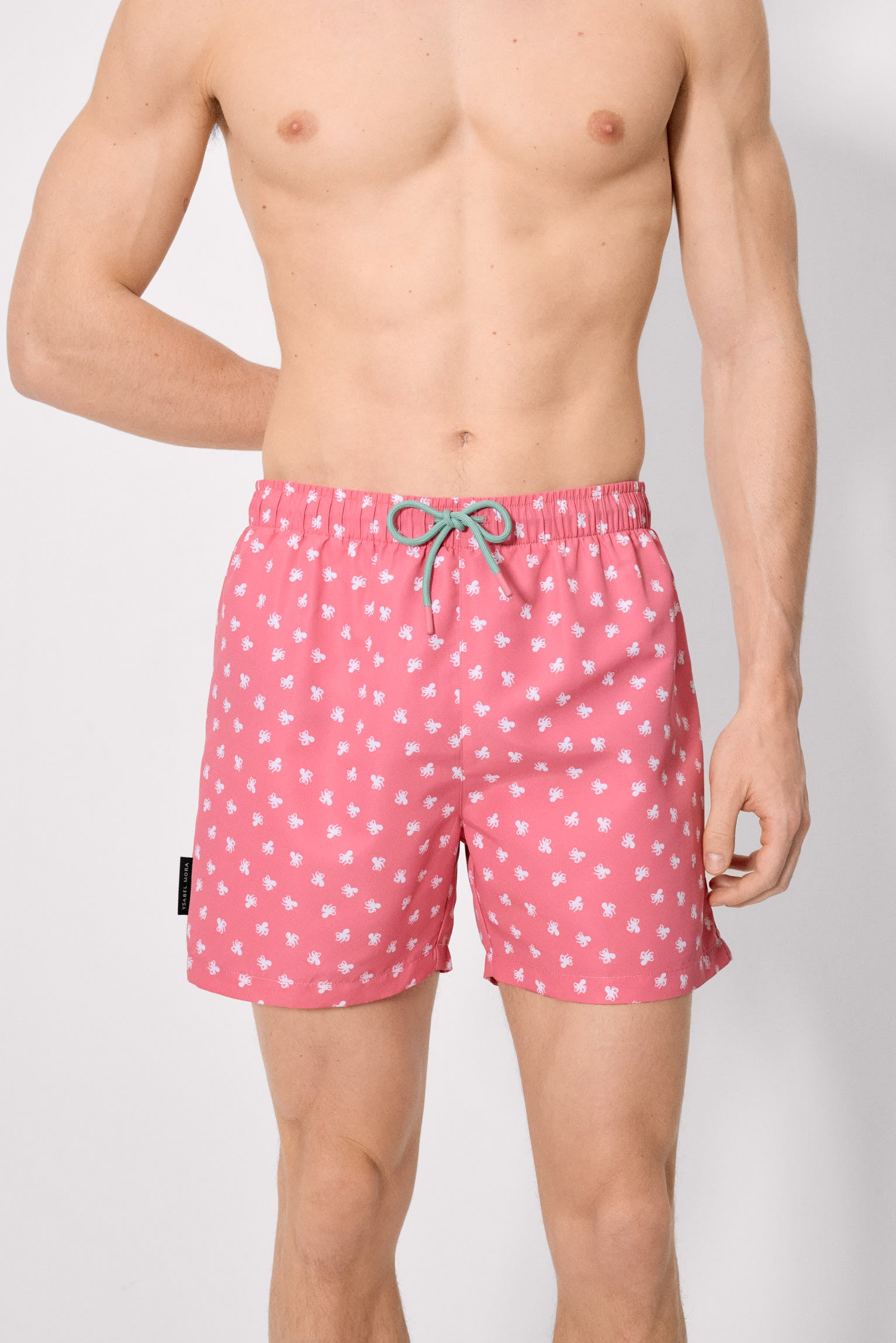 Pink octopus print half swimsuit