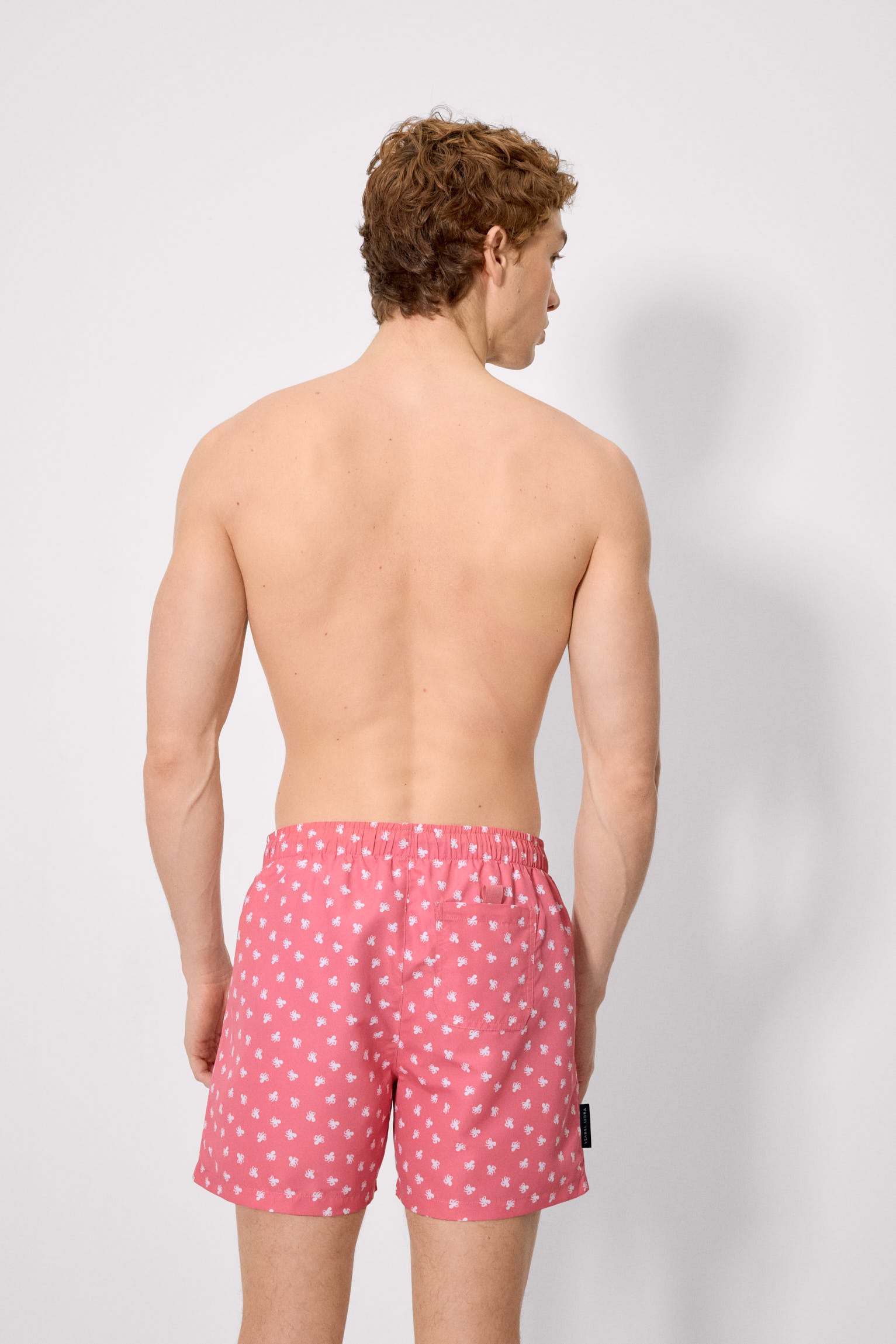 Pink octopus print half swimsuit