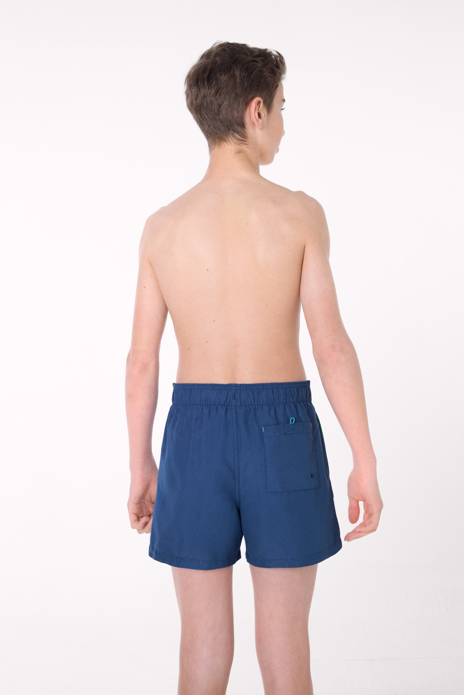 Bañador juvenil corto estampado liso azul - Ysabel Mora