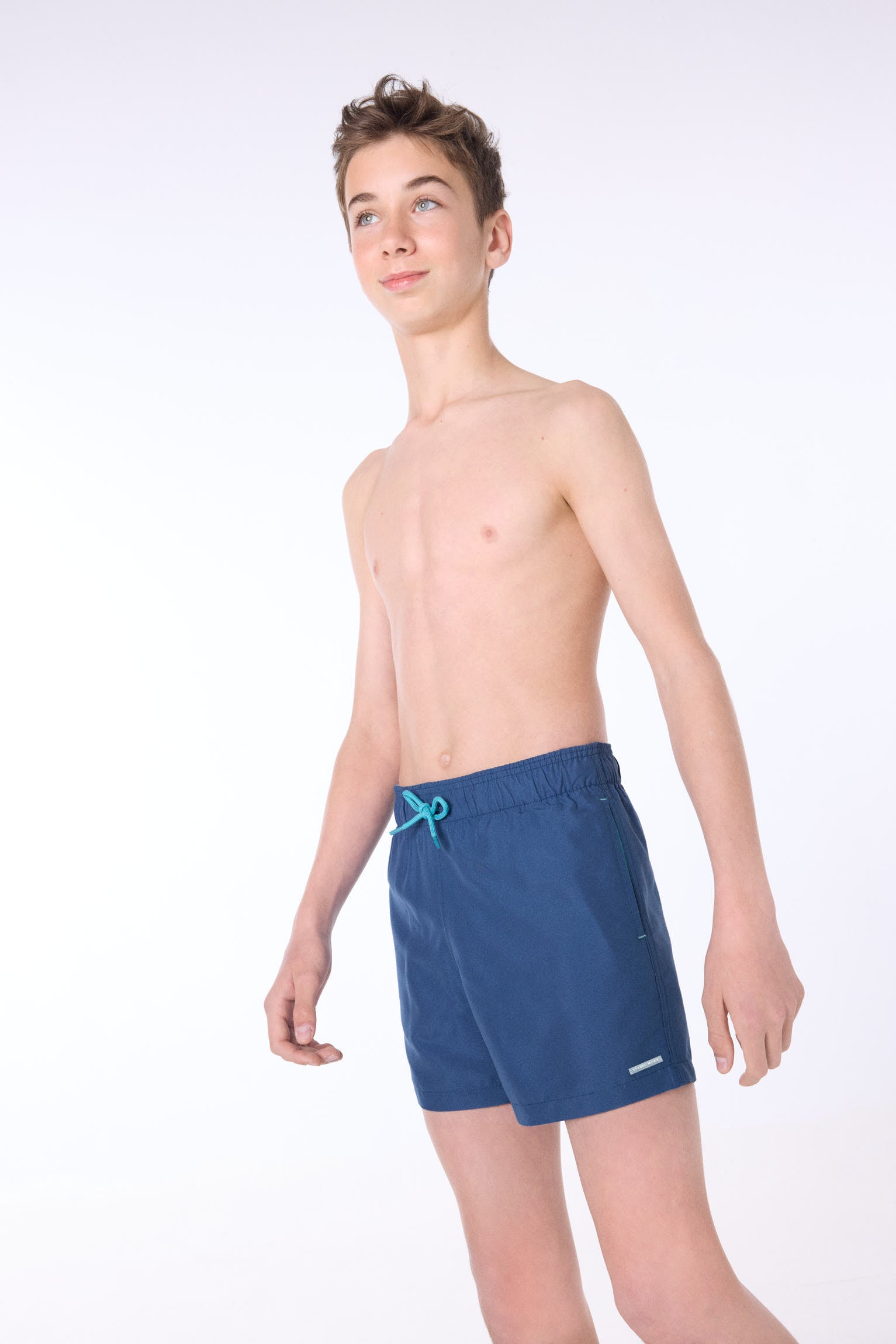 Bañador juvenil corto estampado liso azul - Ysabel Mora