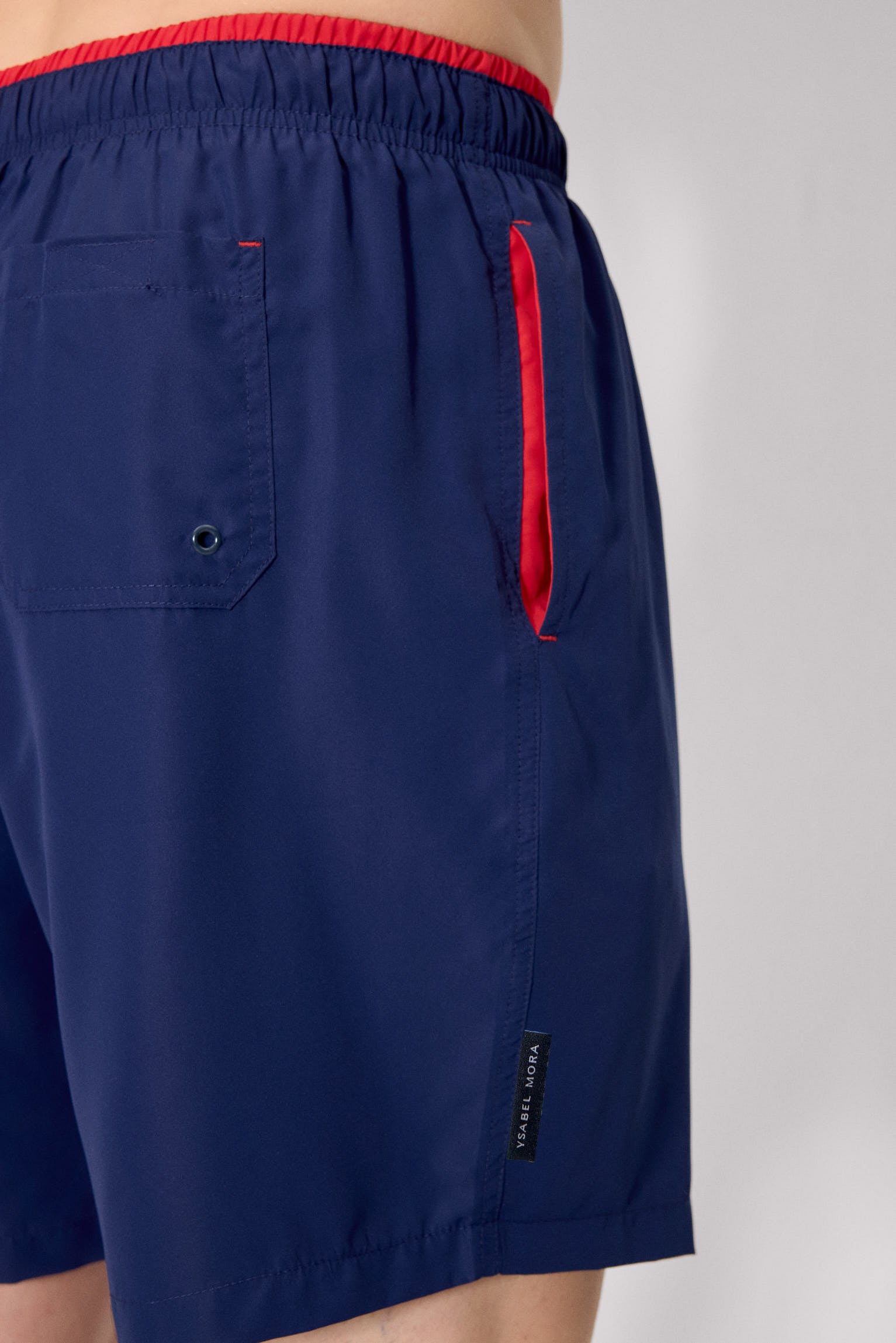 Long swimsuit with navy waist detail