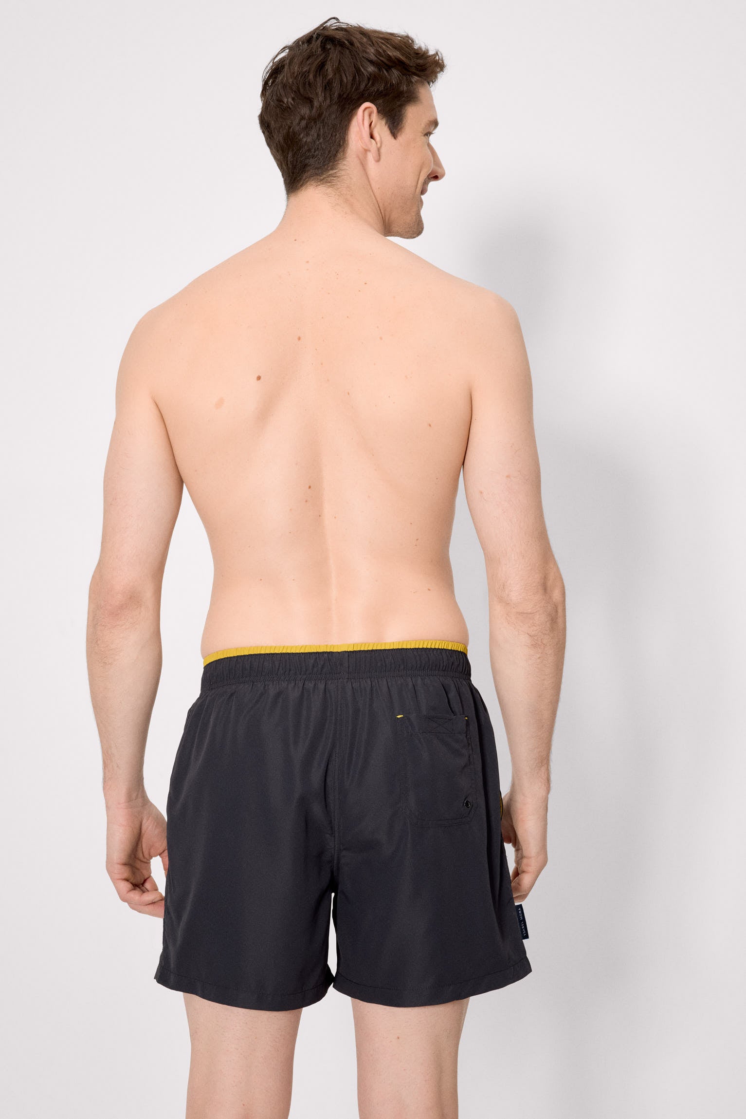 Half swimsuit with waist detail, black