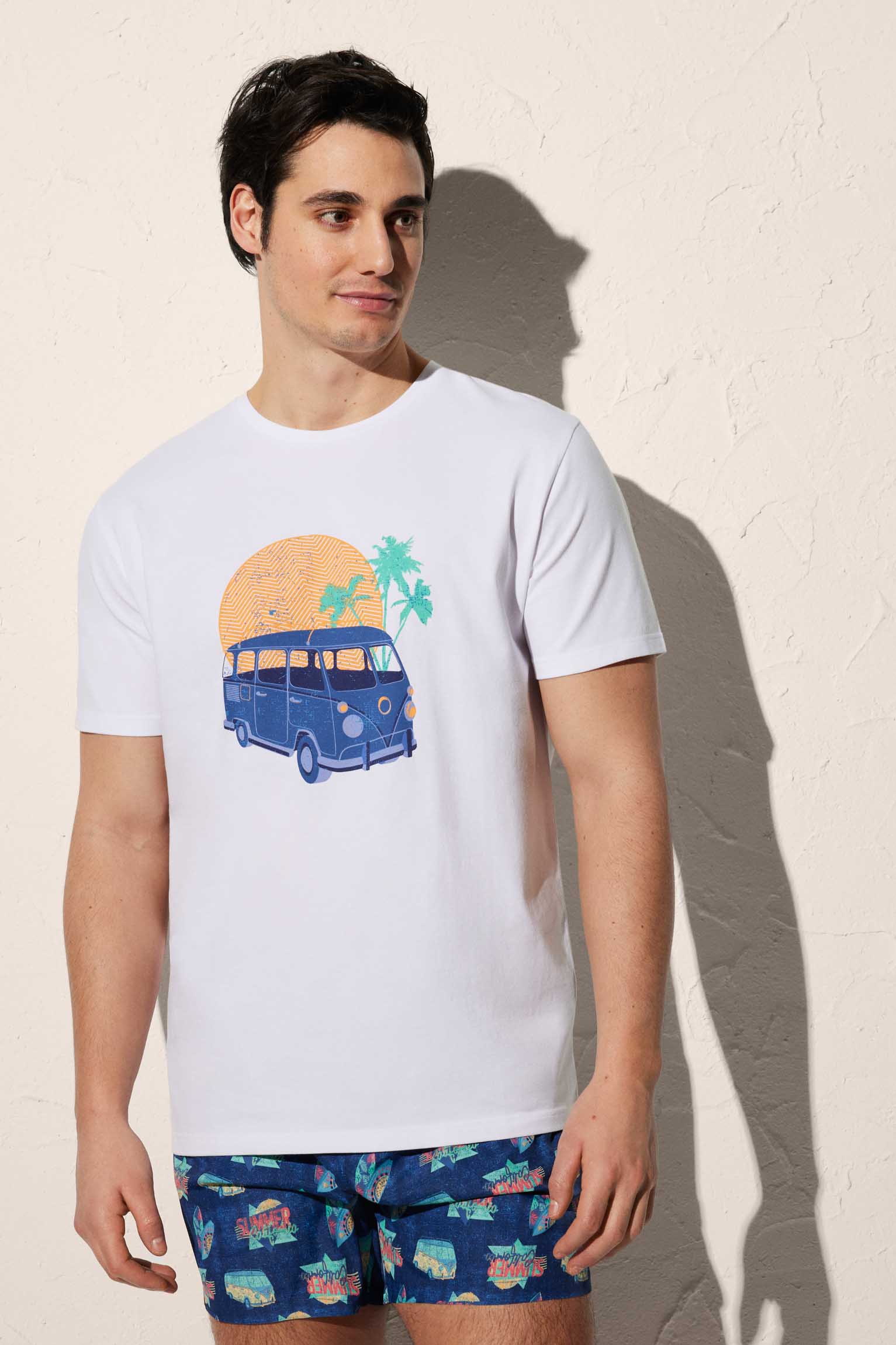 Men's white van print t-shirt