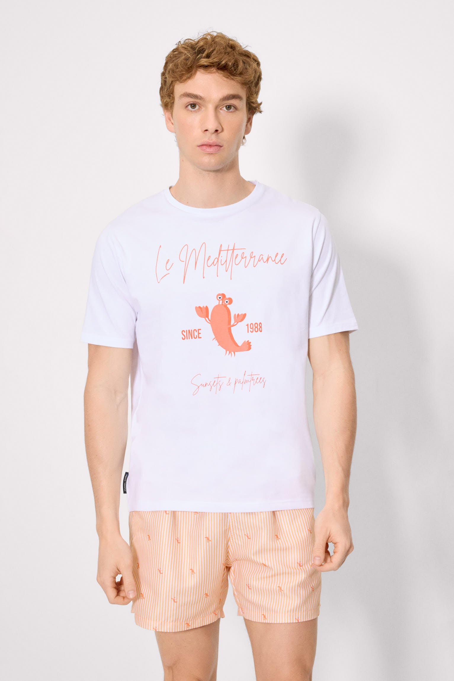 Camiseta manga corta estampado langosta blanco - Ysabel Mora