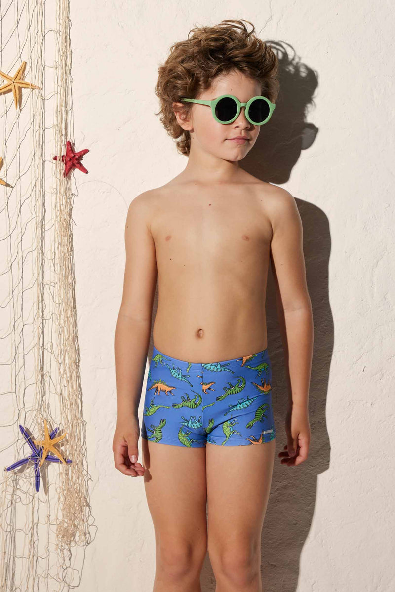 Boys' dinosaur print boxer swimsuit