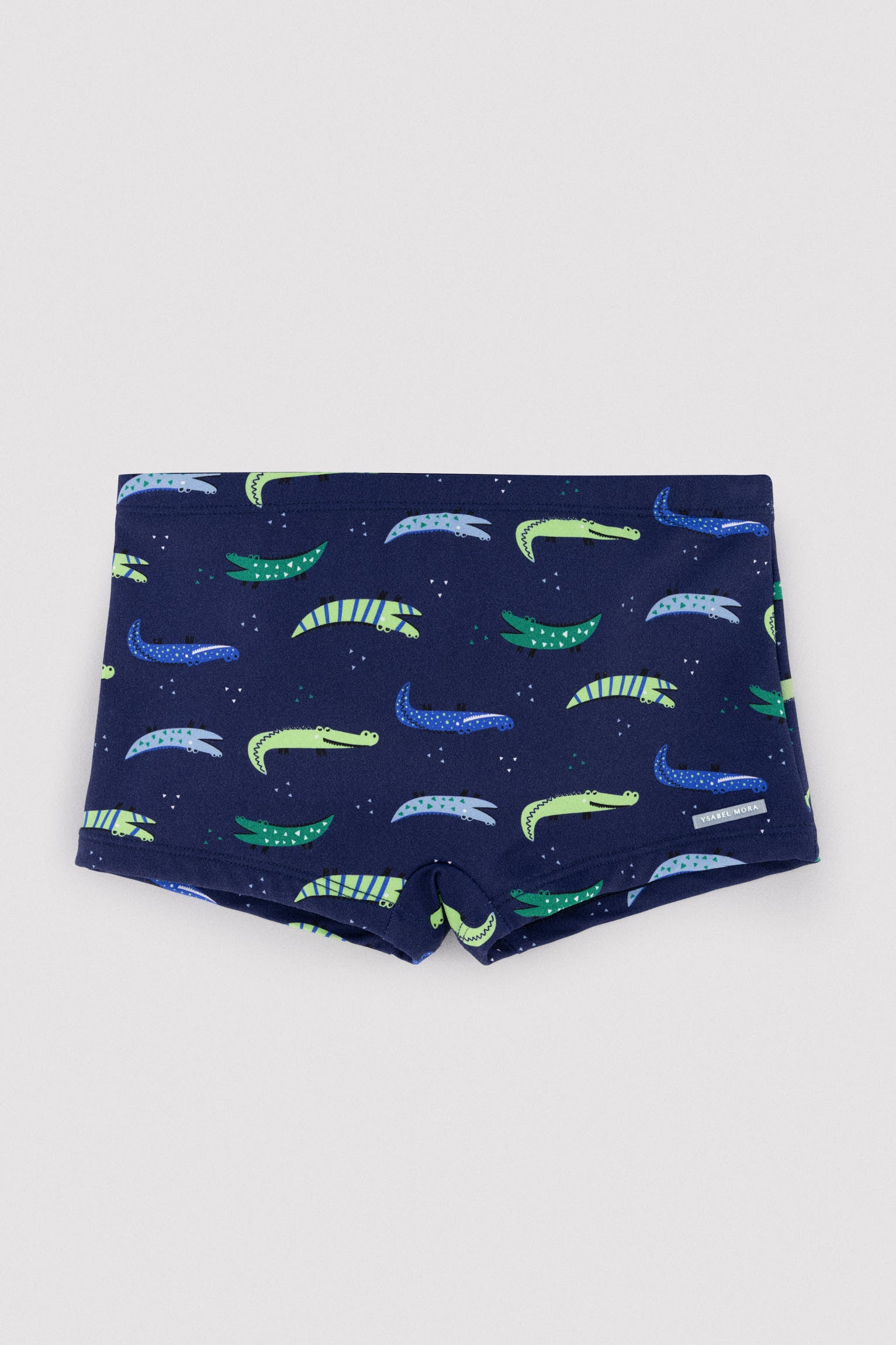 Boys' boxer swim trunks with crocodile print