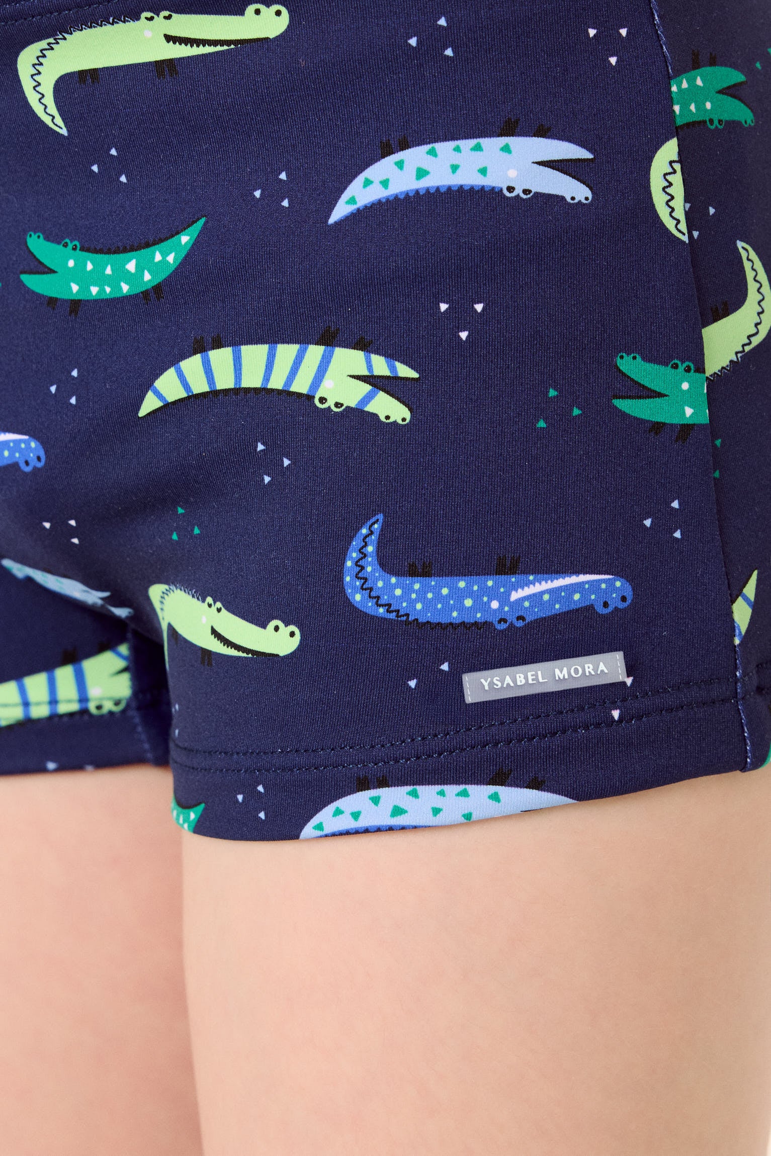 Boys' boxer swim trunks with crocodile print