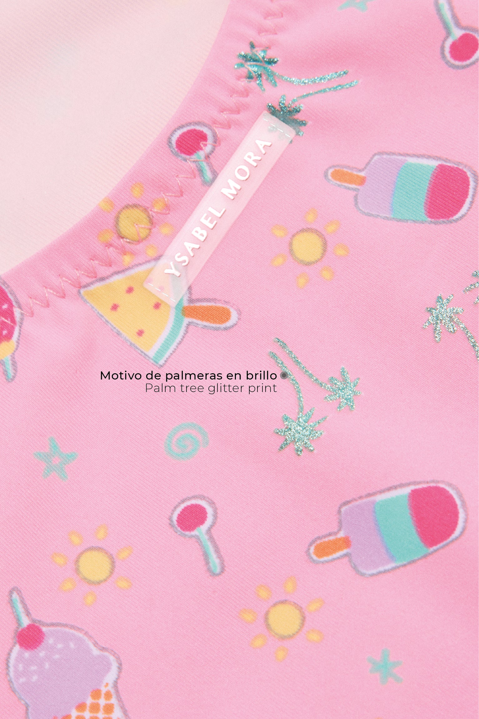 Girls' swimsuit with cut-out detail and bows, summer print