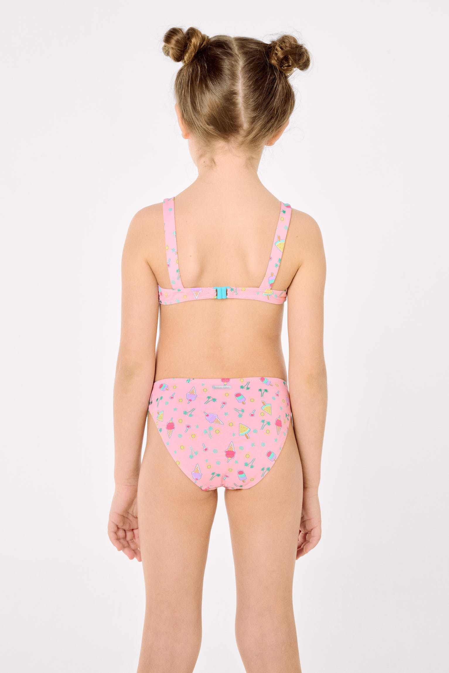 Girls' bikini with bow details and an ice cream summer print