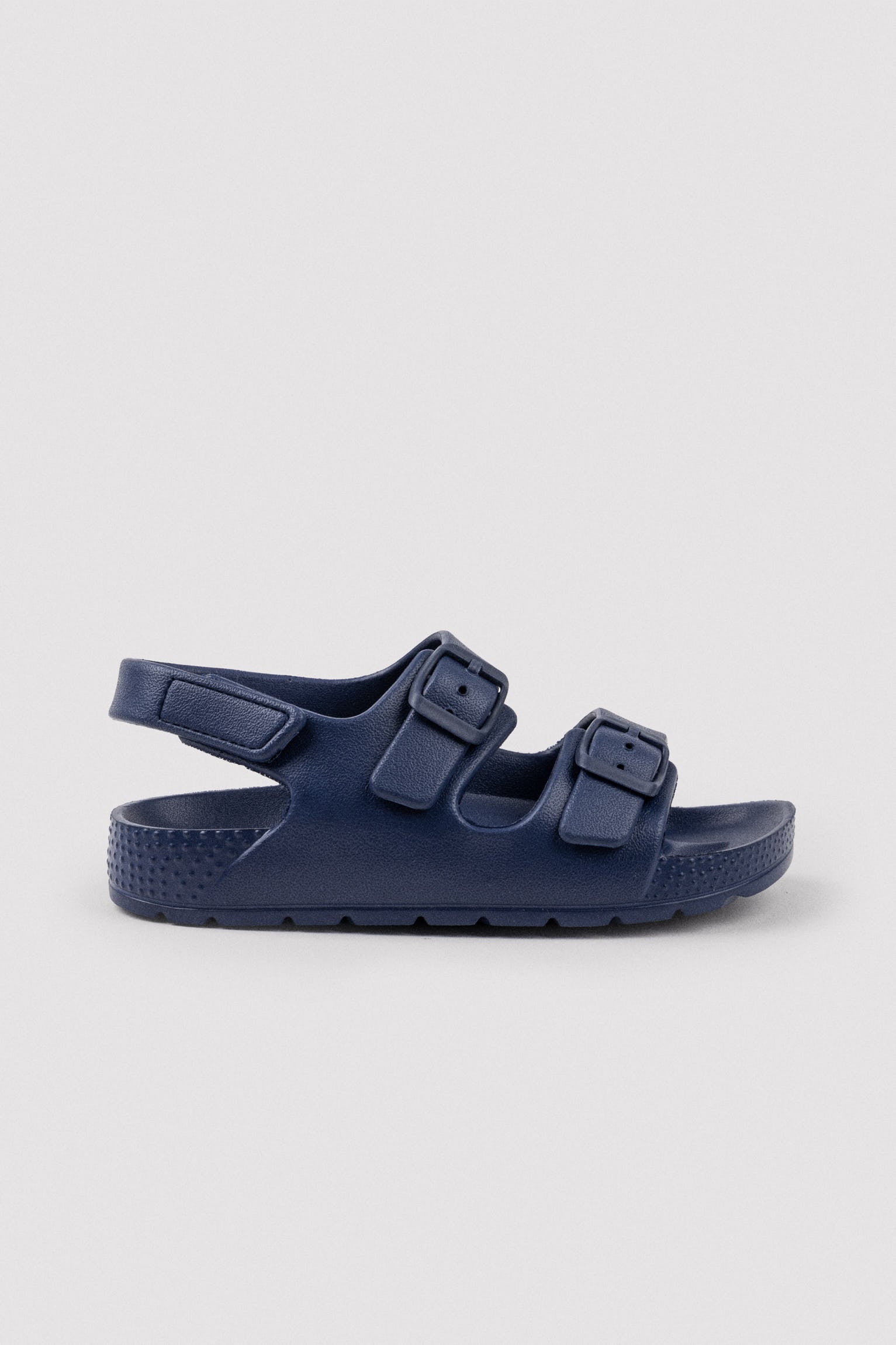 Children's flip-flops with adjustable buckles and navy velcro