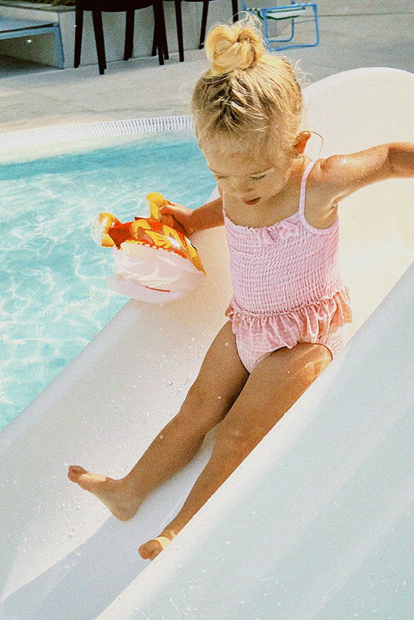 Pink gingham honeycomb baby swimsuit