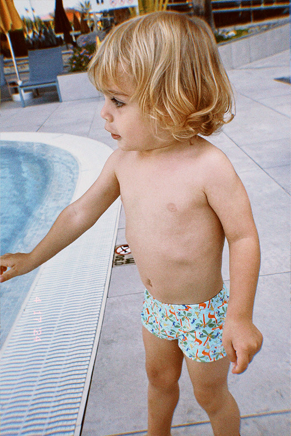 Palm print baby boxer swimsuit