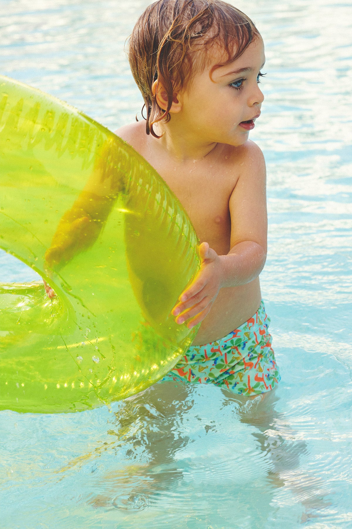 Palm print baby boxer swimsuit
