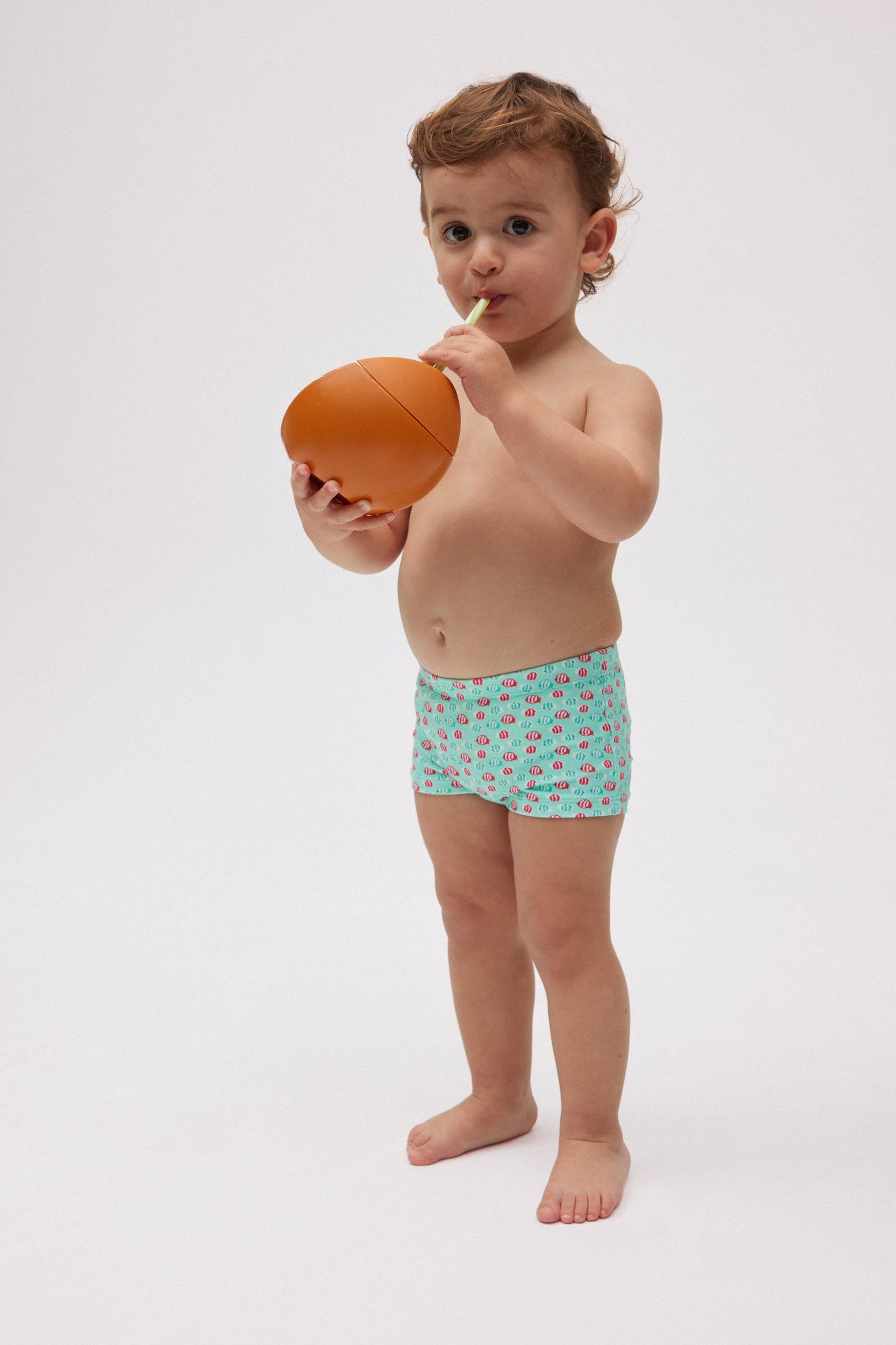 Fish print baby boxer swimsuit
