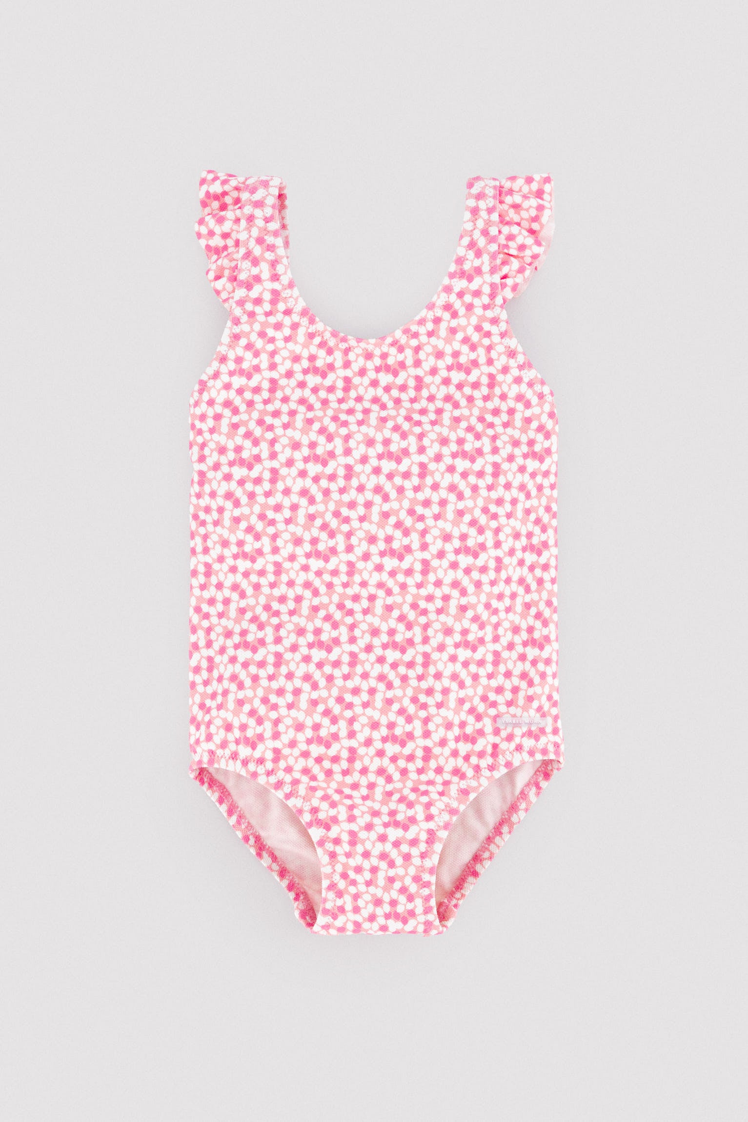 Baby girl swimsuit with ruffle details and floral print