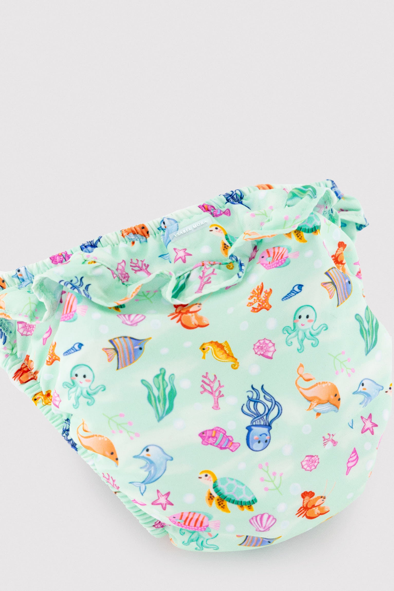 Leak-proof baby diaper with marine animal print