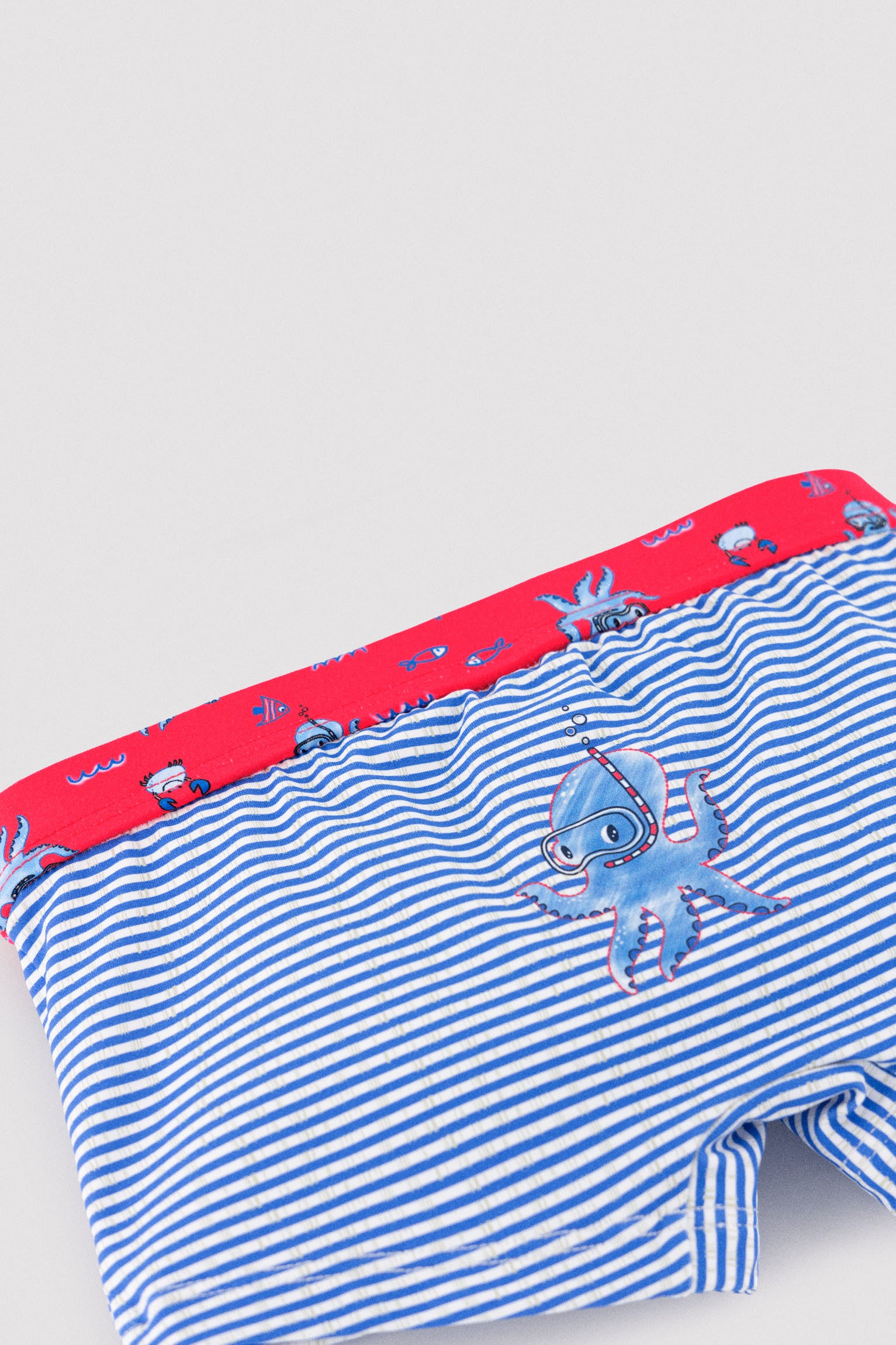 Octopus and stripe print boxer swimsuit