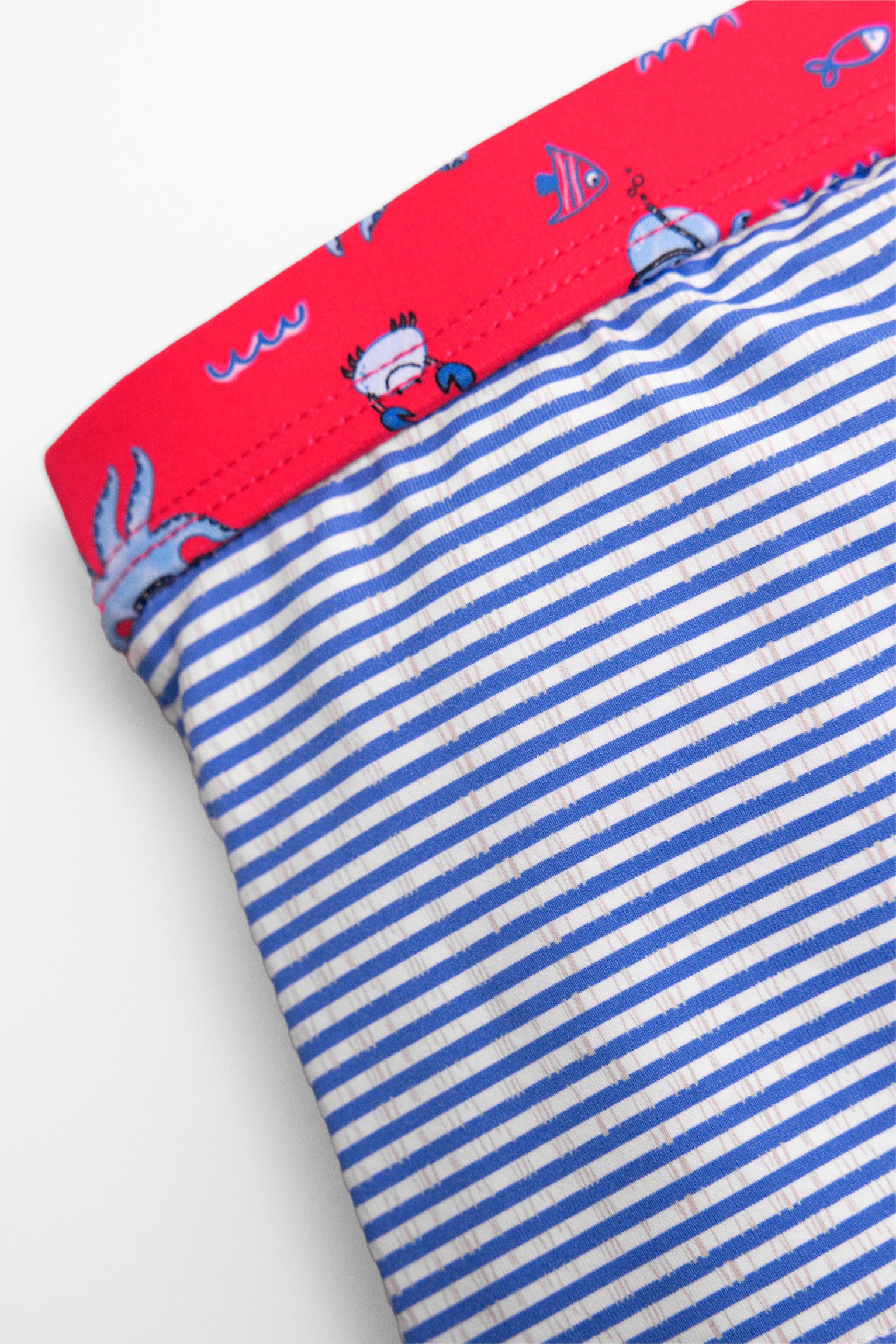 Octopus and stripe print boxer swimsuit