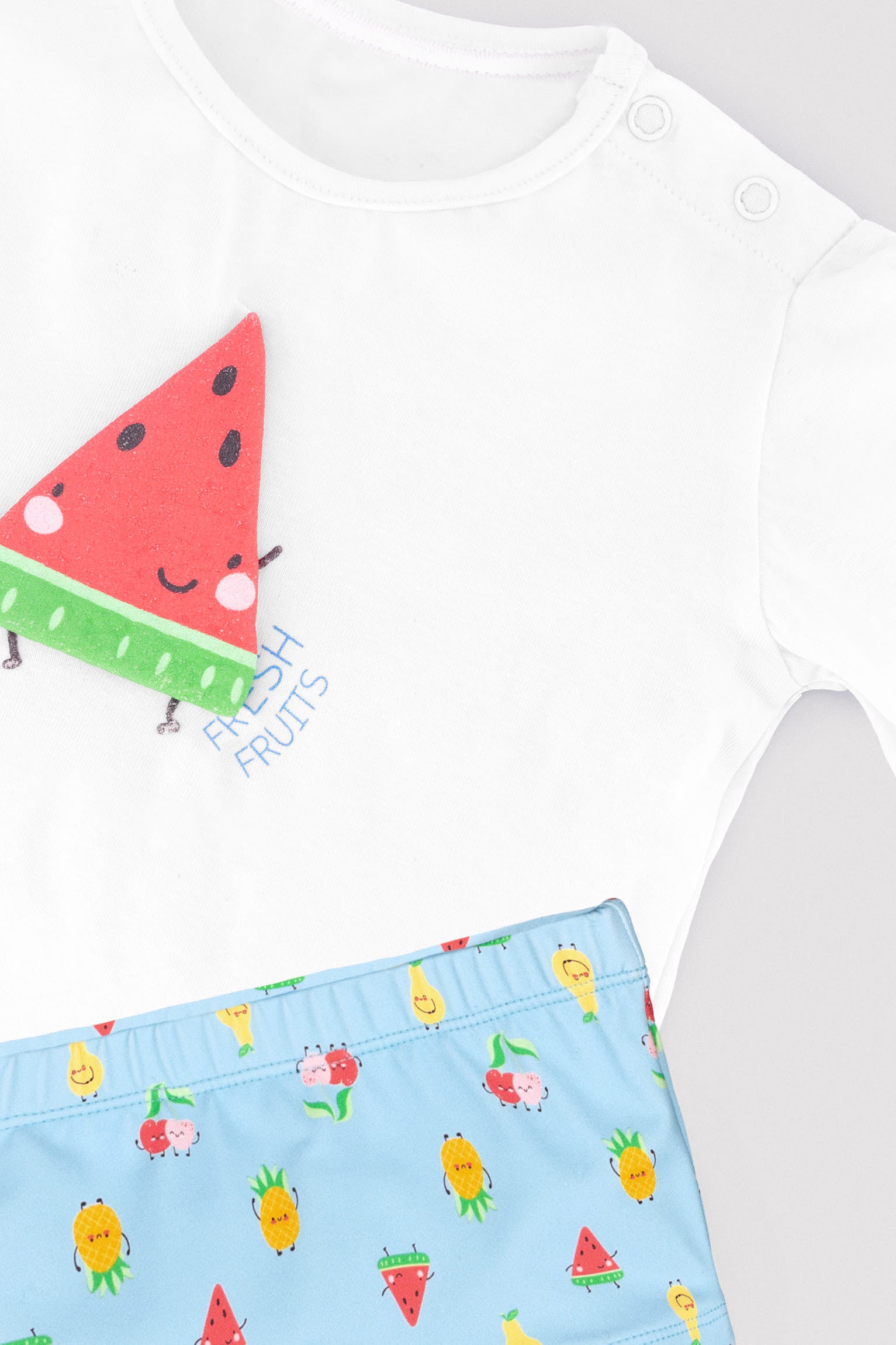 Baby fruit print t-shirt and boxer swimsuit set