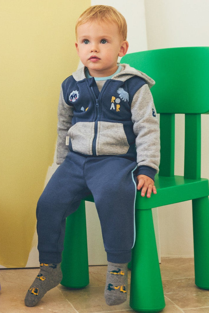 Baby zip tracksuit set with dinosaur details