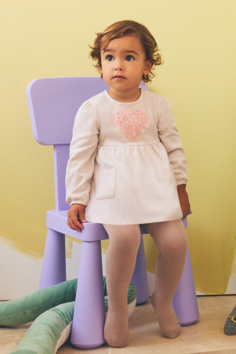 Baby long-sleeve dress with heart detail