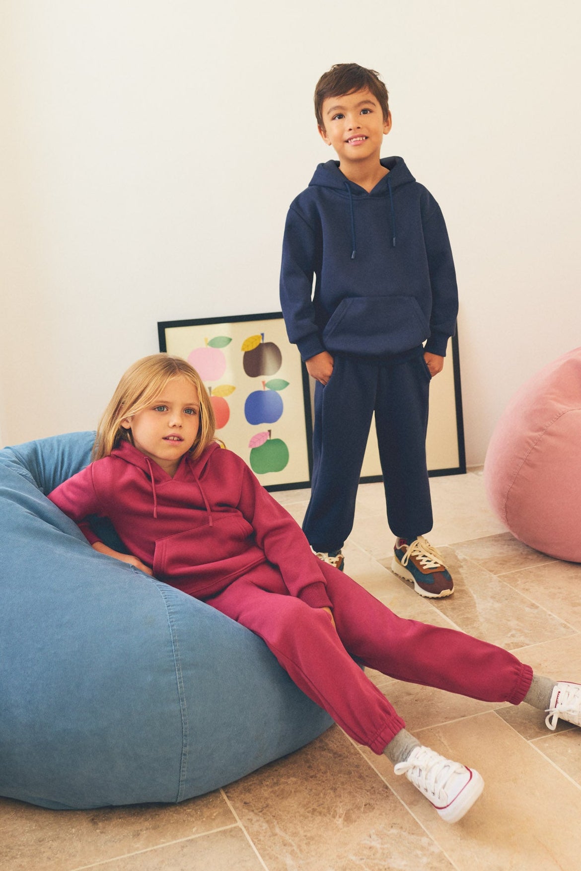 PRE-ORDER girls’ pink brushed tracksuit with sweatshirt and joggers