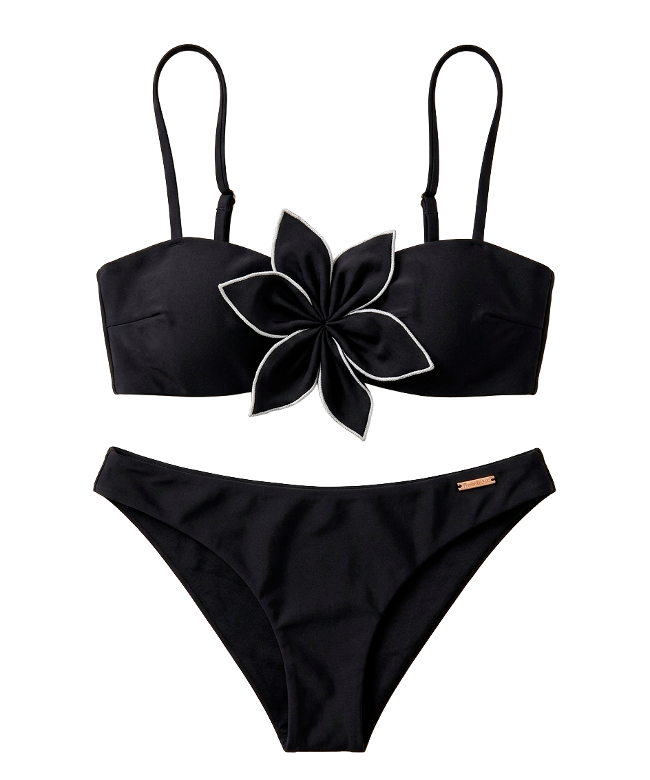 Black floral bandeau bikini @iris_ferrari