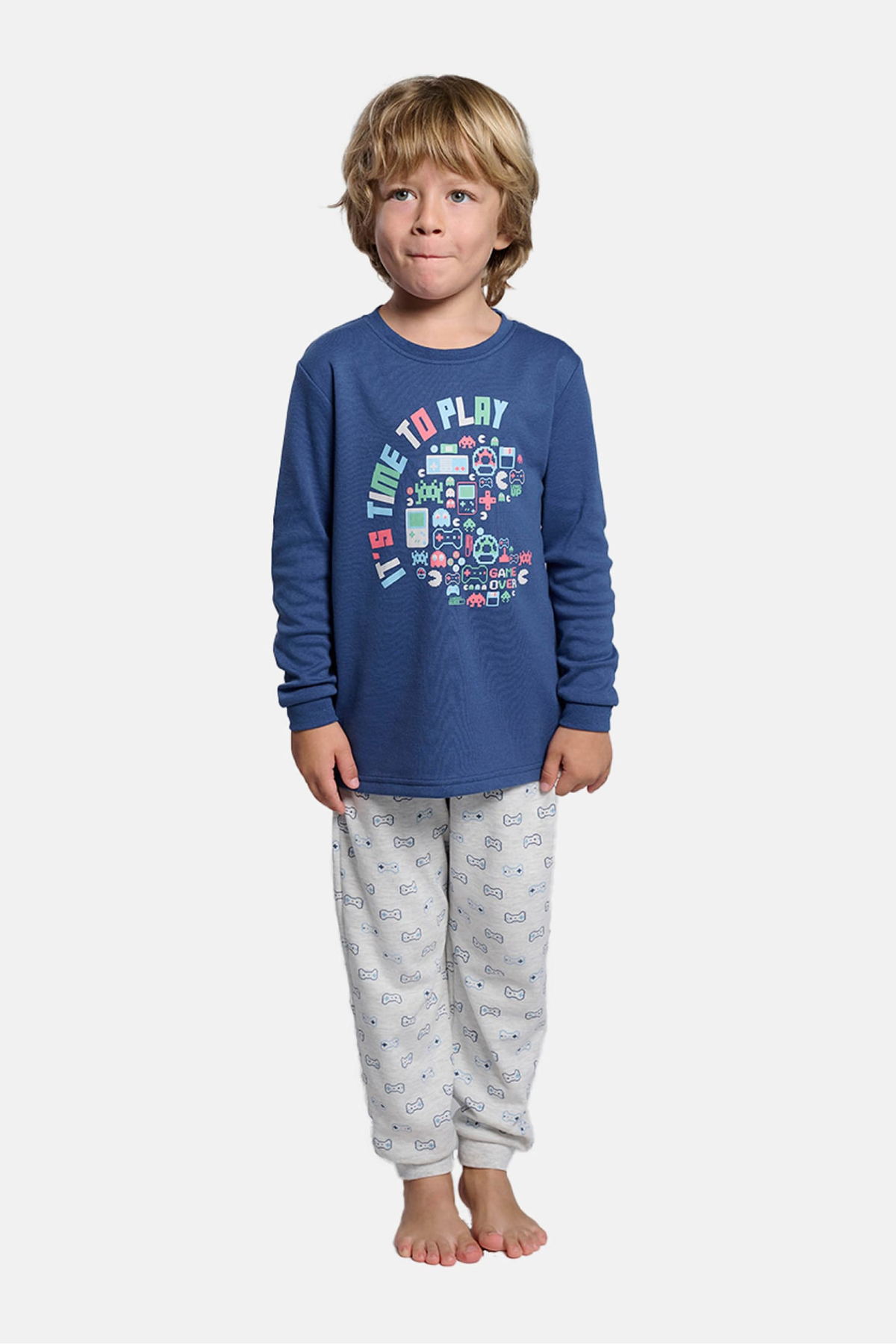 Boys' long brushed It's time to play printed pyjamas