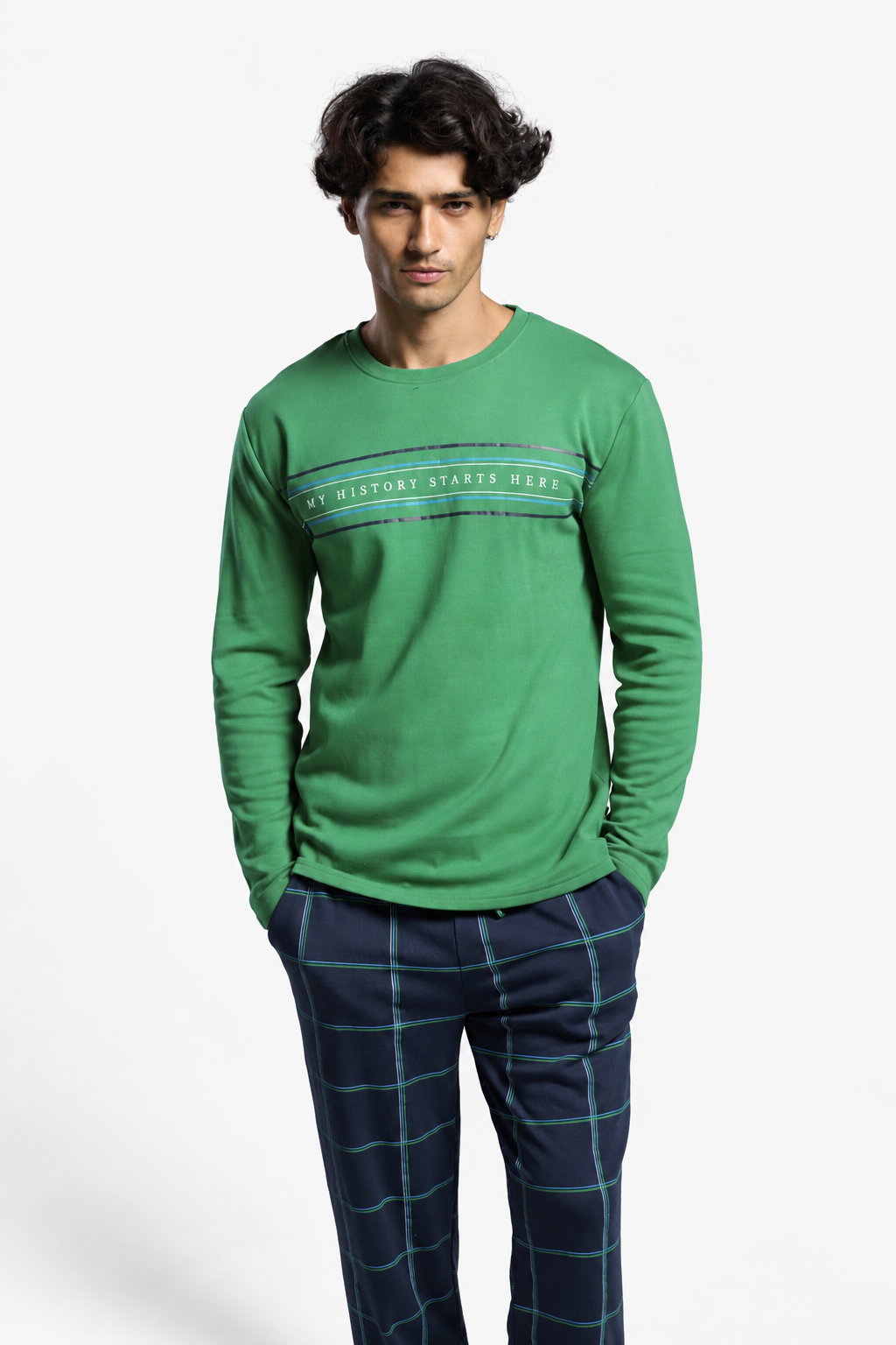 Men's long brushed My History Starts Here printed pyjamas