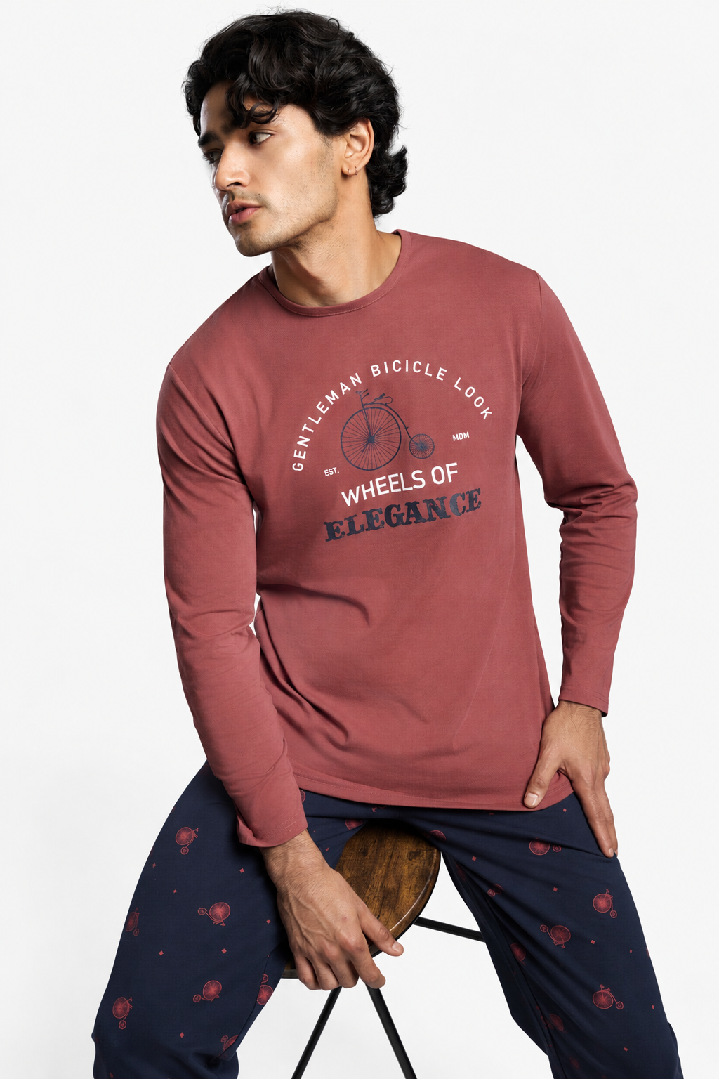 Men's long cotton Gentleman Bicycle Look printed pyjamas