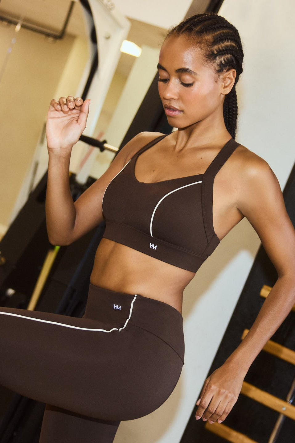 Women's brown sports bra with wide straps