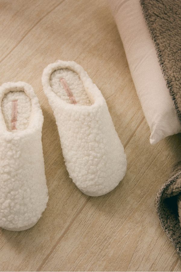 White sheepskin slippers
