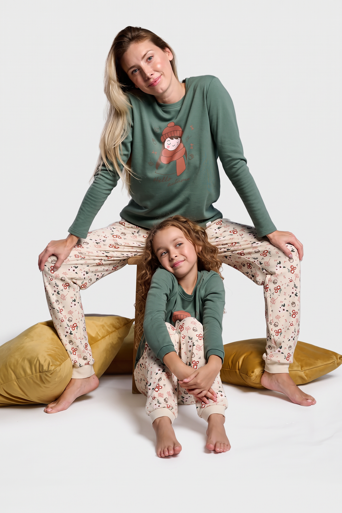 Women's long brushed Warm Autumn print pyjamas
