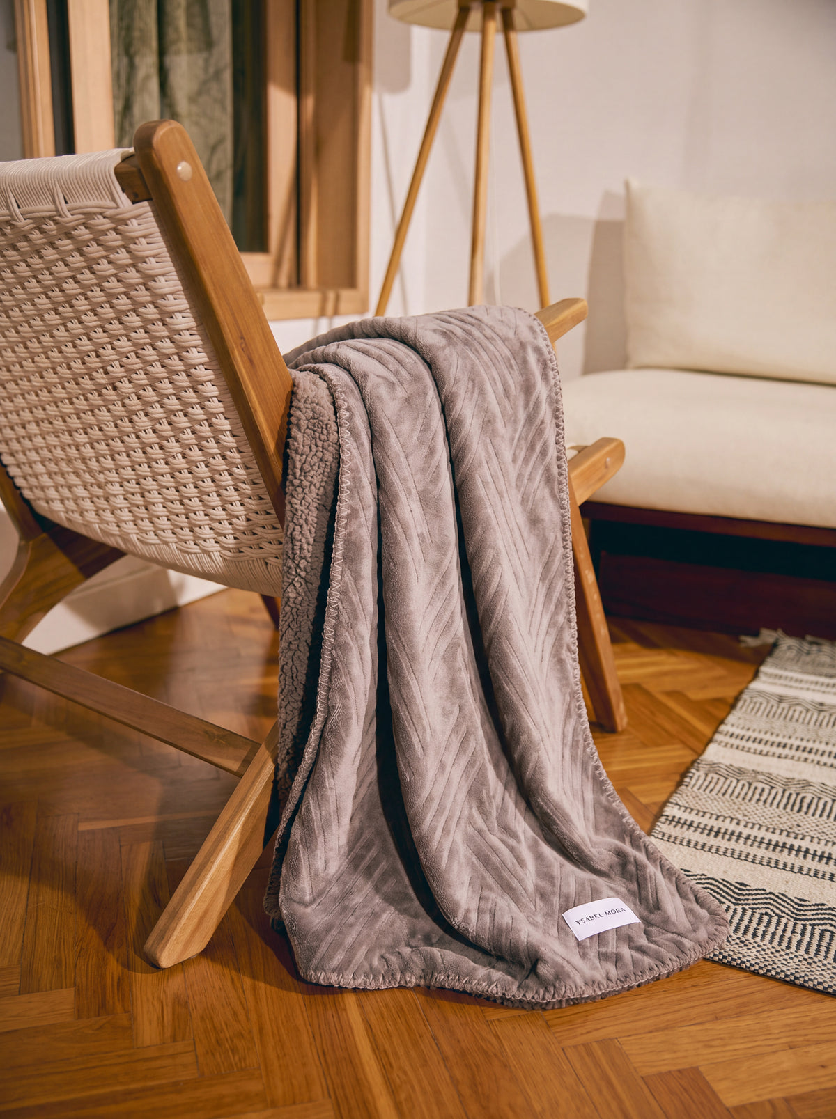 Brown textured shearling blanket